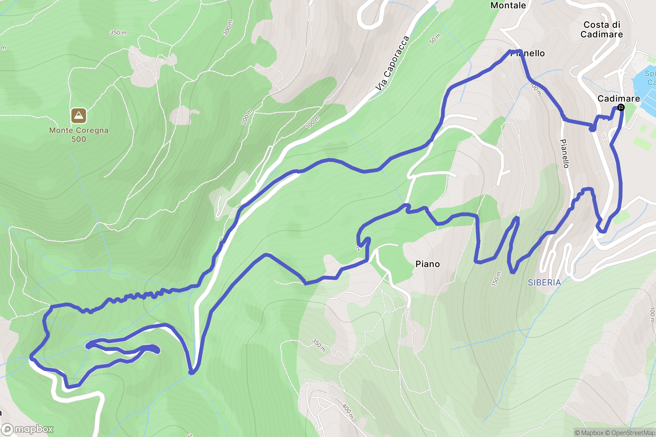 La Spezia : carte du parcours de randonnée - Italy