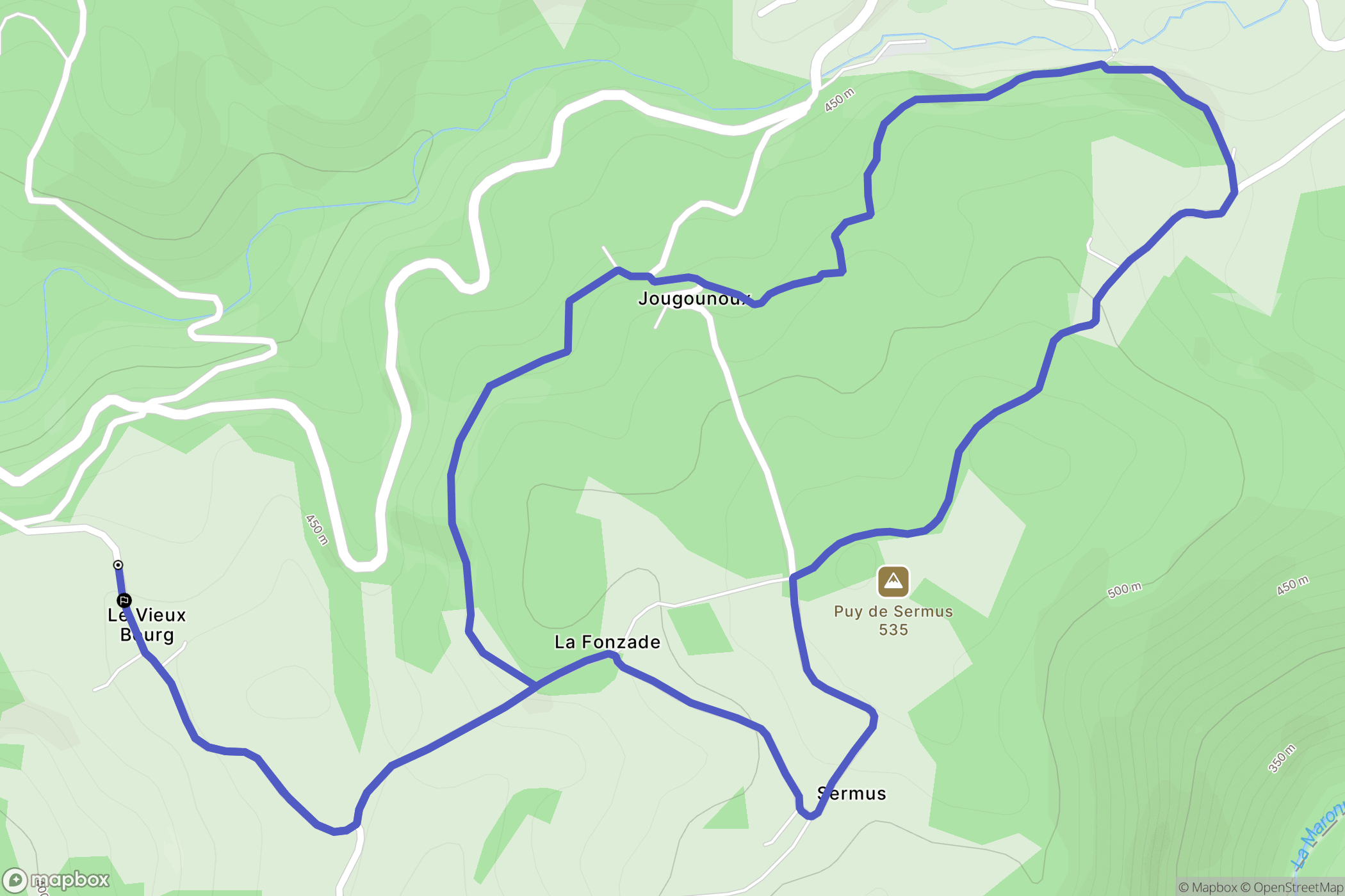 Saint-Geniez-ô-Merle : carte du parcours de randonnée - France