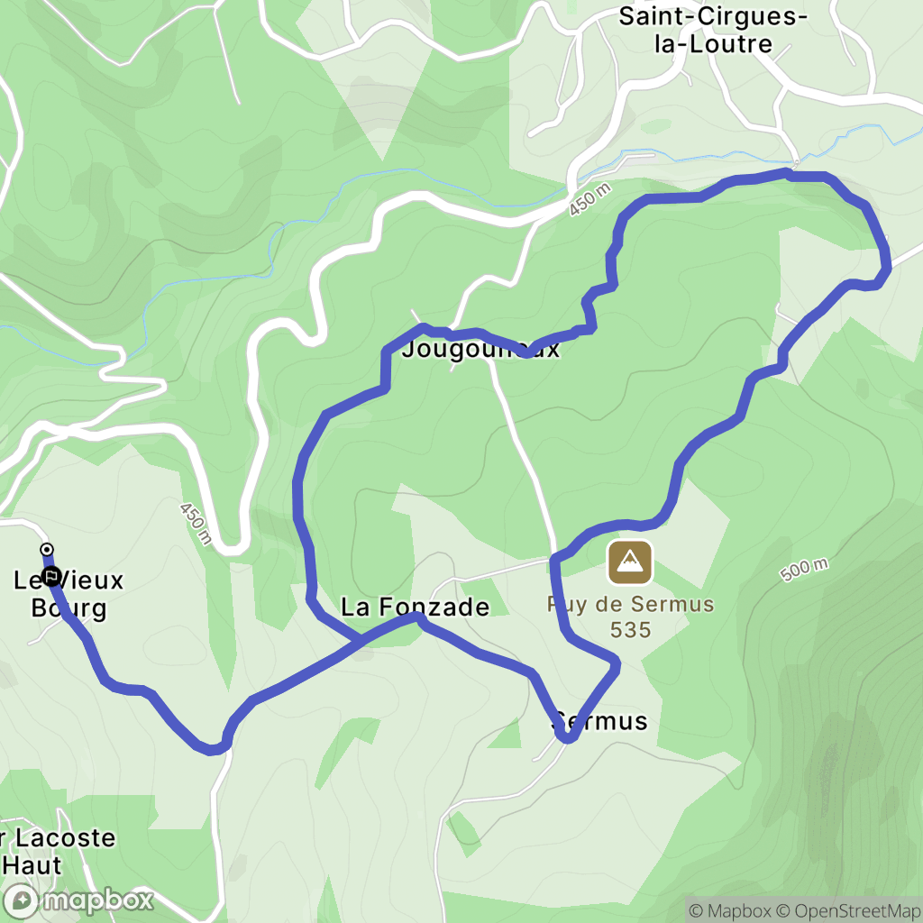 Saint-Geniez-ô-Merle : carte du parcours de randonnée - France