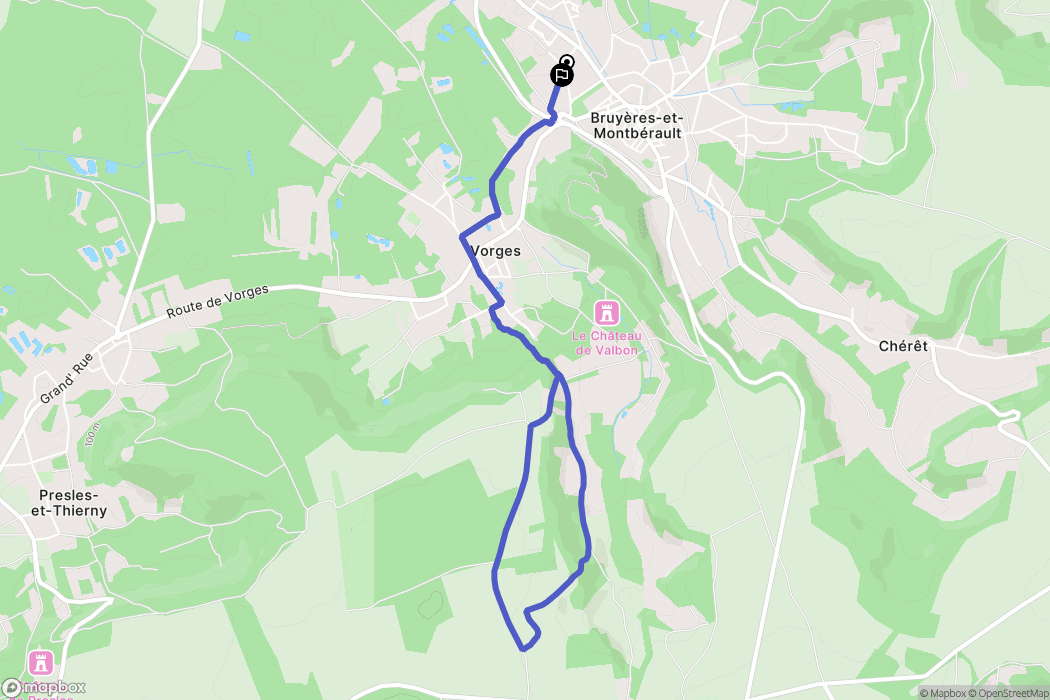 Bruyères-et-Montbérault : carte du parcours de randonnée - France