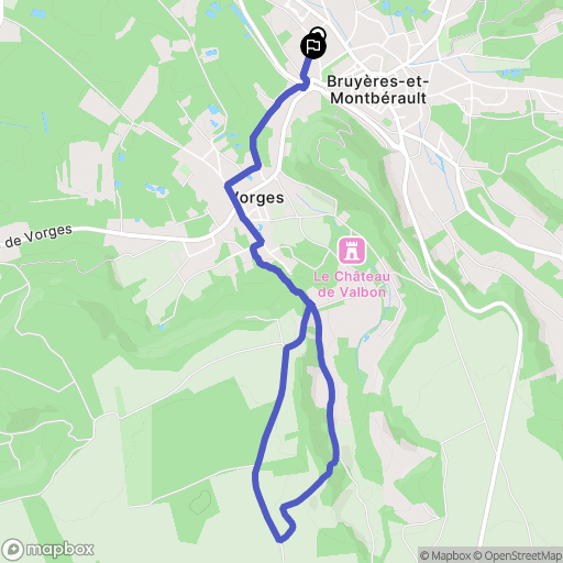 Bruyères-et-Montbérault : carte du parcours de randonnée - France