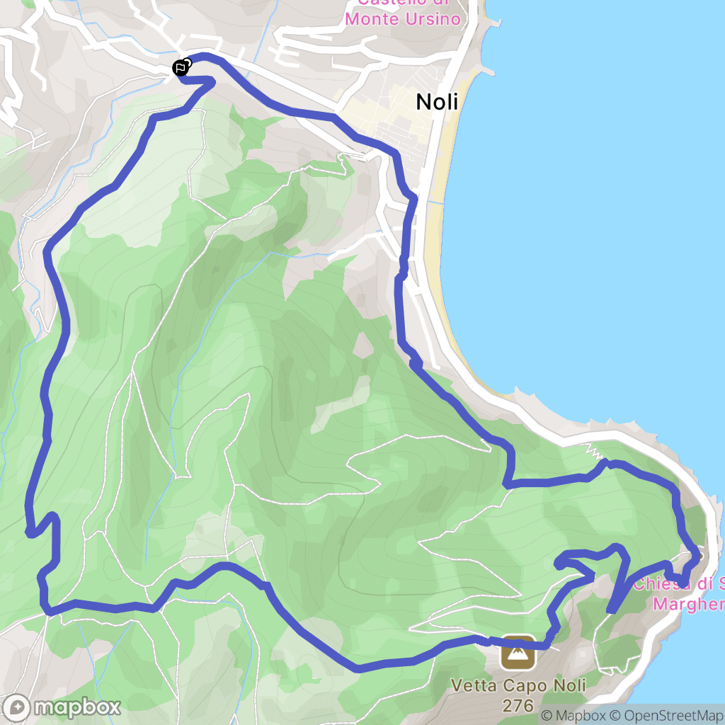 Noli : carte du parcours de randonnée - Italy