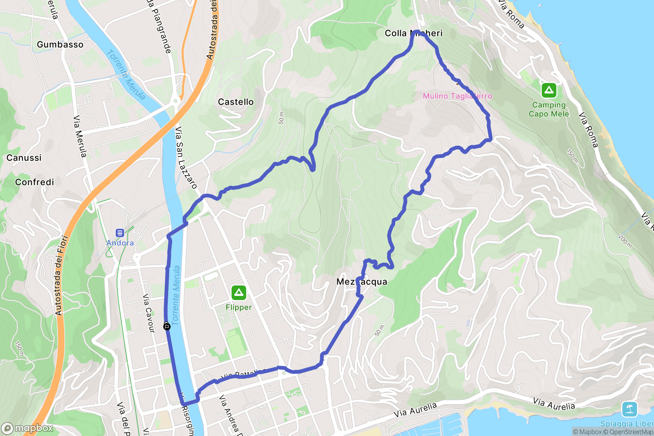 Marina di Andora : carte du parcours de randonnée - Italy