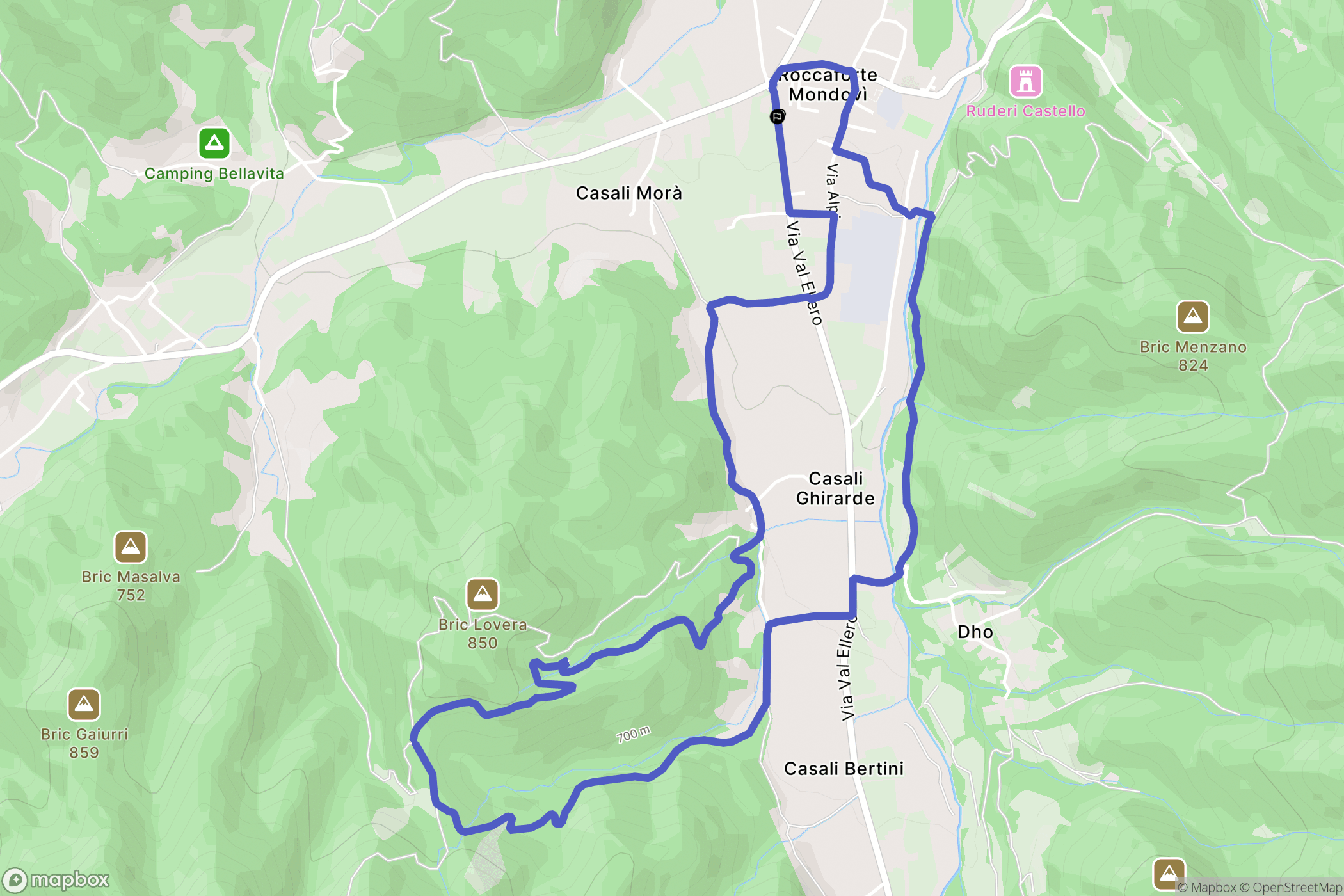Roccaforte Mondovì : carte du parcours de randonnée - Italy