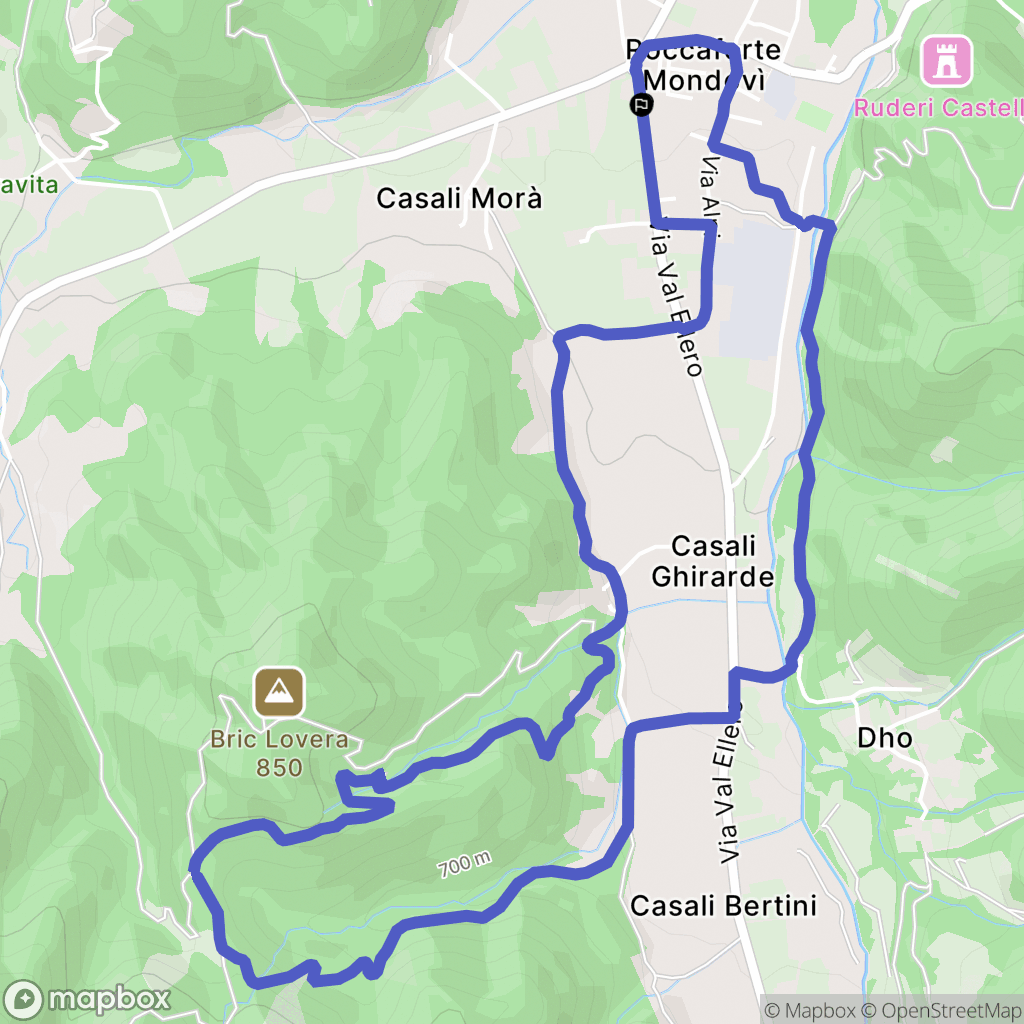 Roccaforte Mondovì : carte du parcours de randonnée - Italy