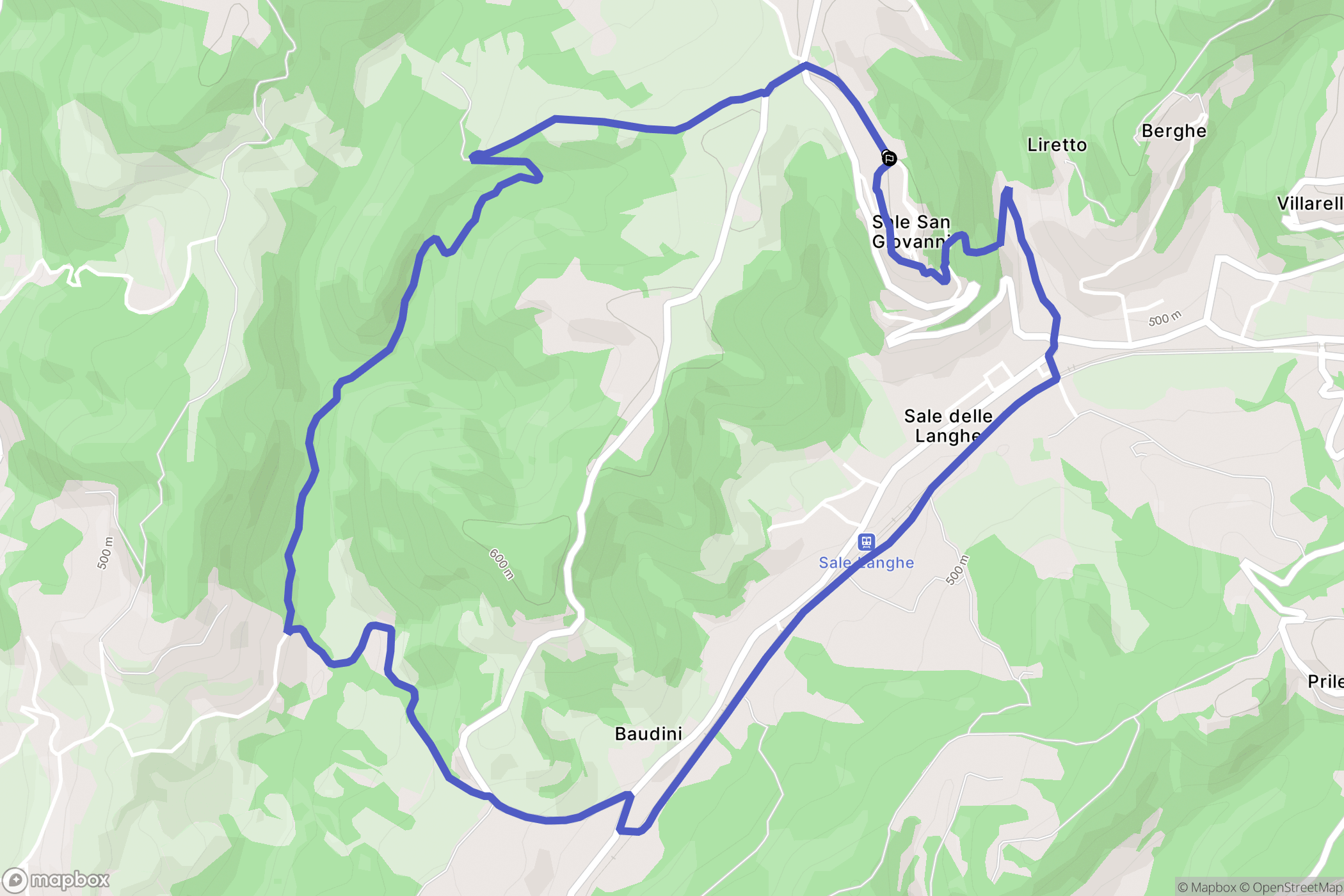 : carte du parcours de randonnée - Italy