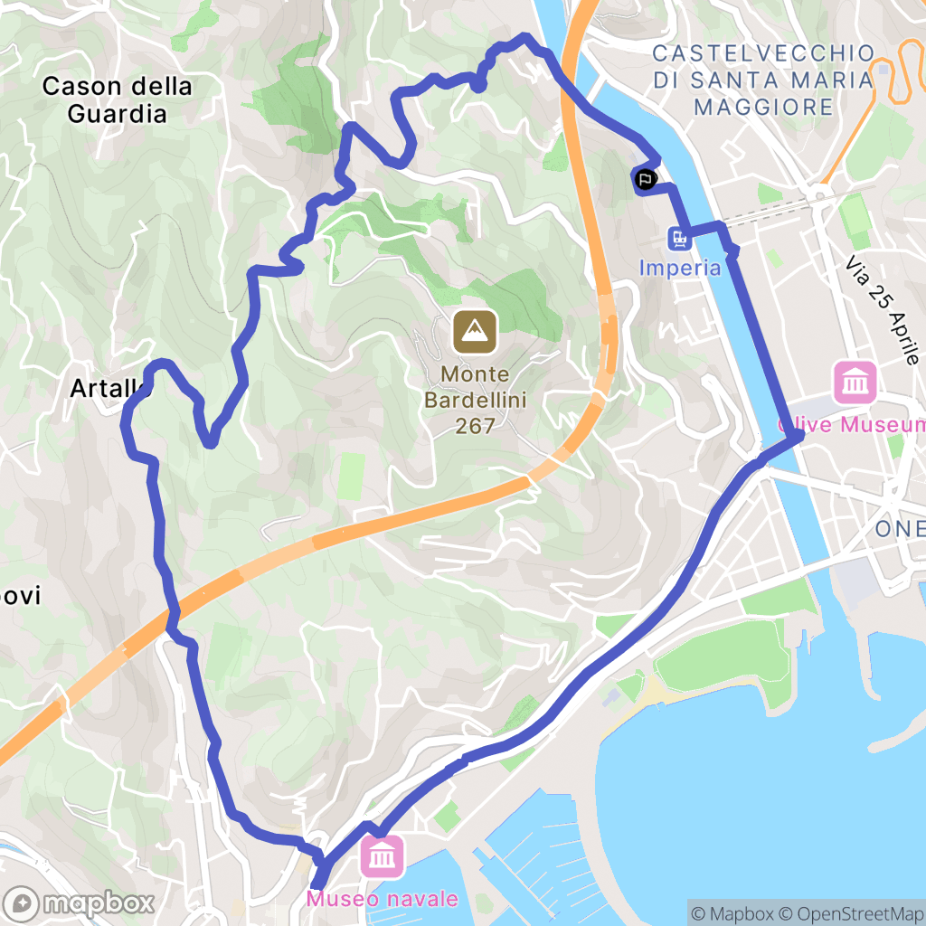 Imperia : carte du parcours de randonnée - Italy