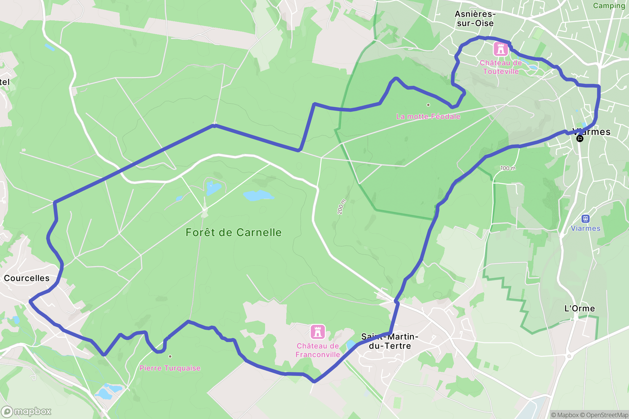 Viarmes : carte du parcours de randonnée - France