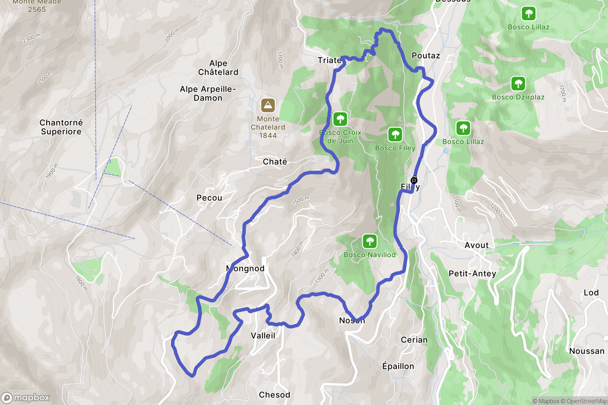 Antey-Saint-André : carte du parcours de randonnée - Italy