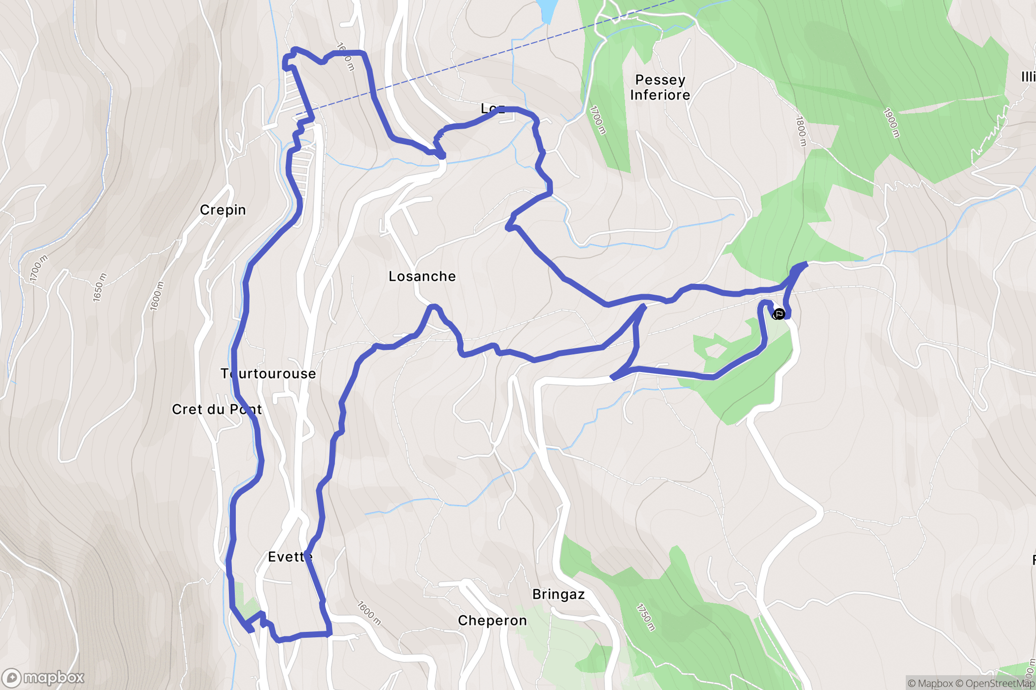 : carte du parcours de randonnée - Italy