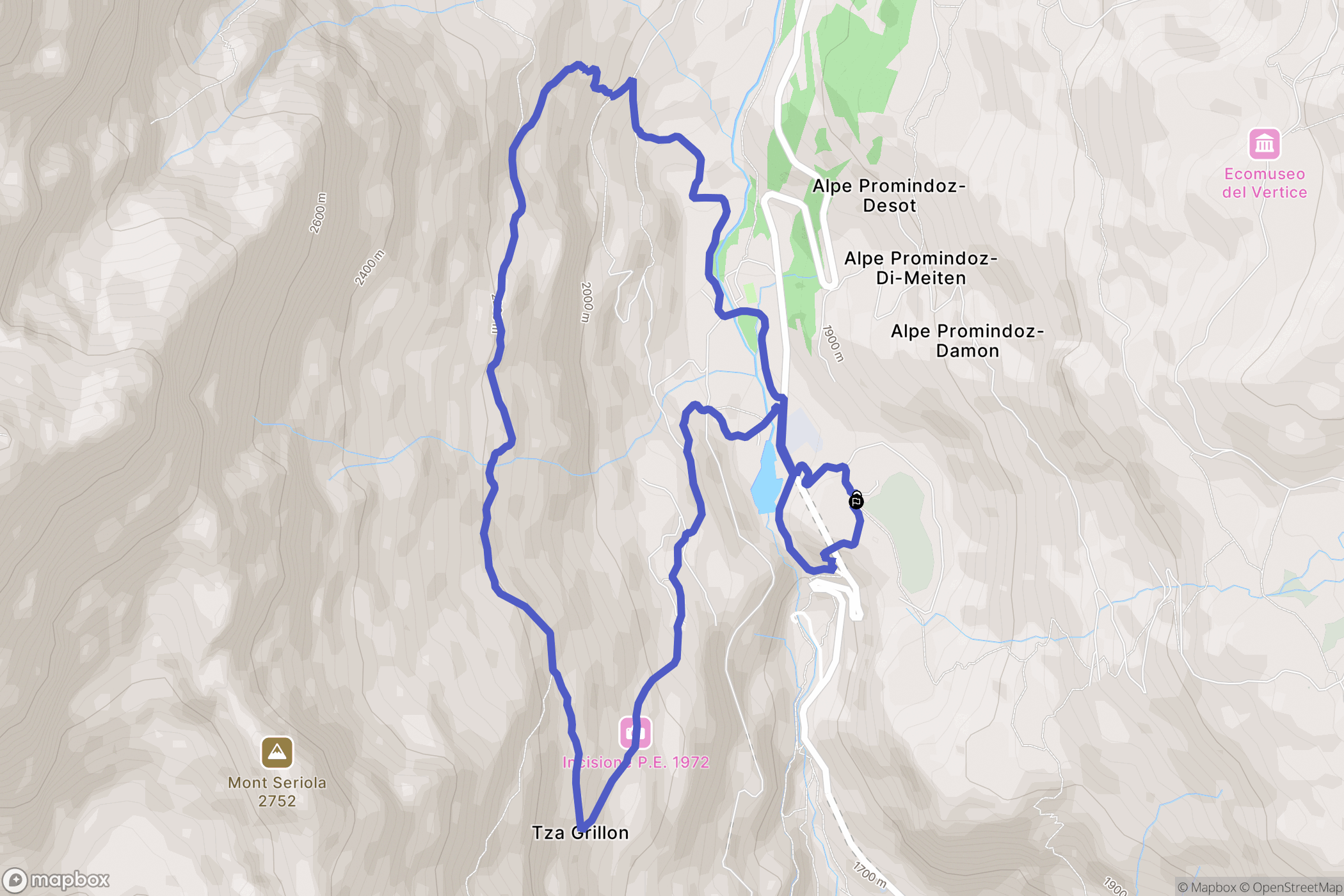 Breuil-Cervinia : carte du parcours de randonnée - Italy