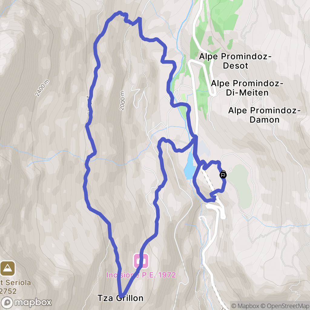 Breuil-Cervinia : carte du parcours de randonnée - Italy