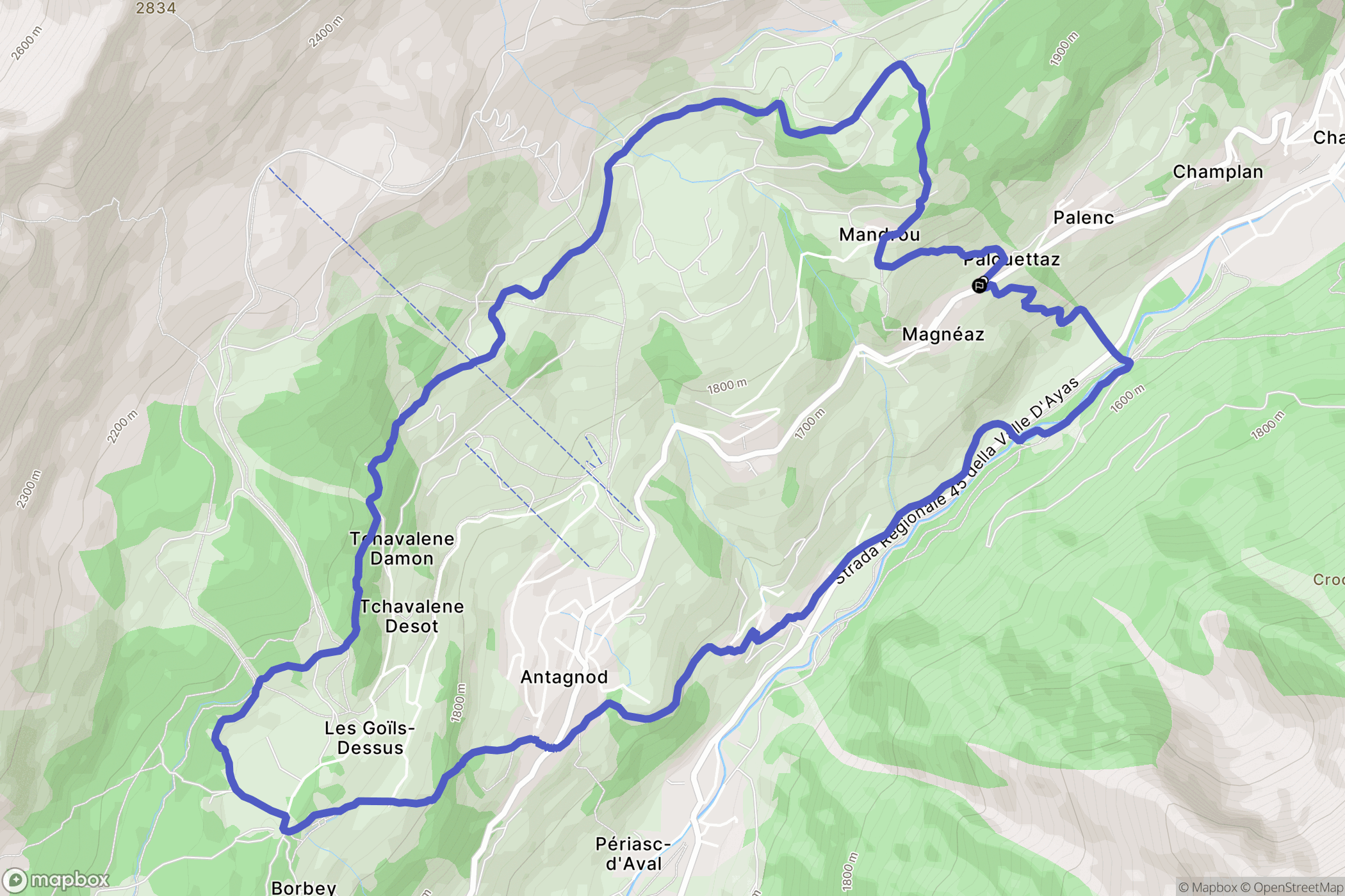 Magneaz-palouettaz : carte du parcours de randonnée - Italy