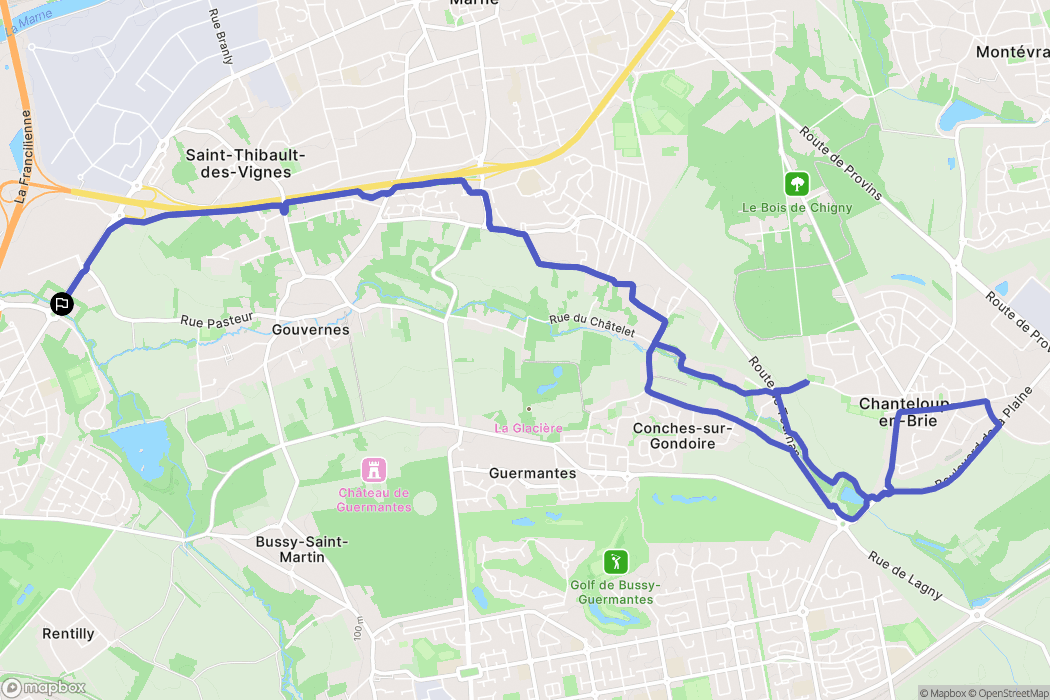 Saint-Thibault-des-Vignes : carte du parcours de randonnée - France