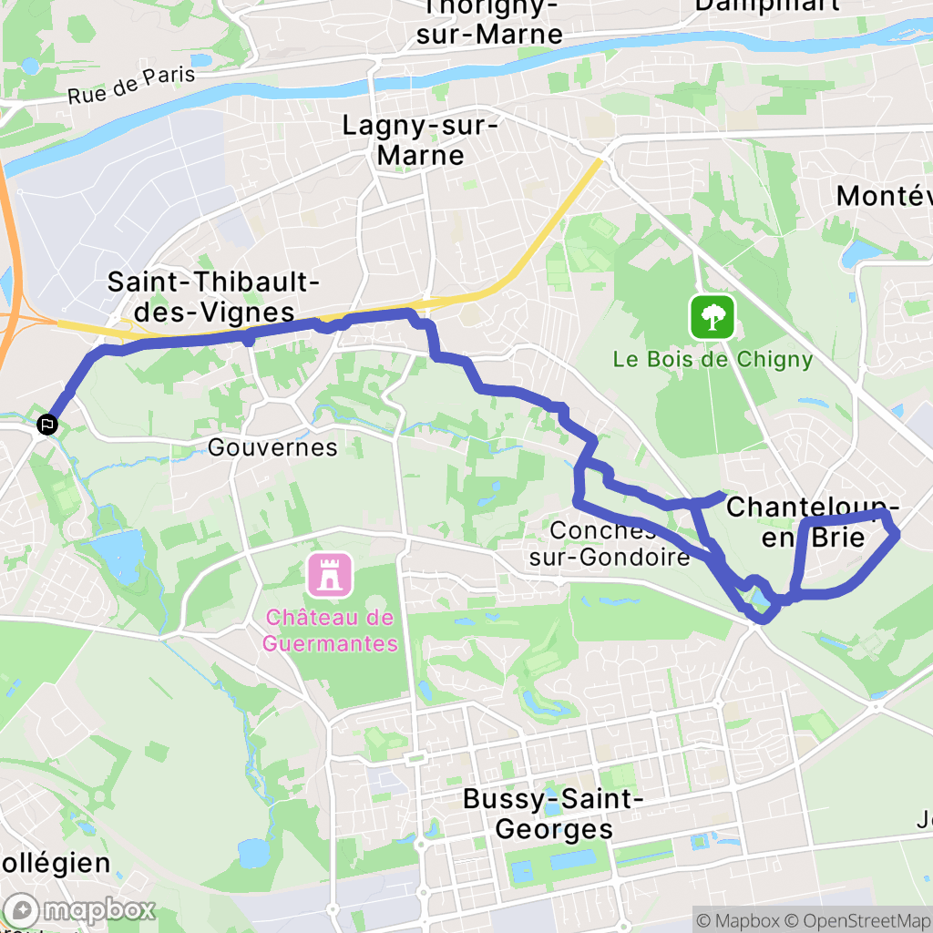 Saint-Thibault-des-Vignes : carte du parcours de randonnée - France