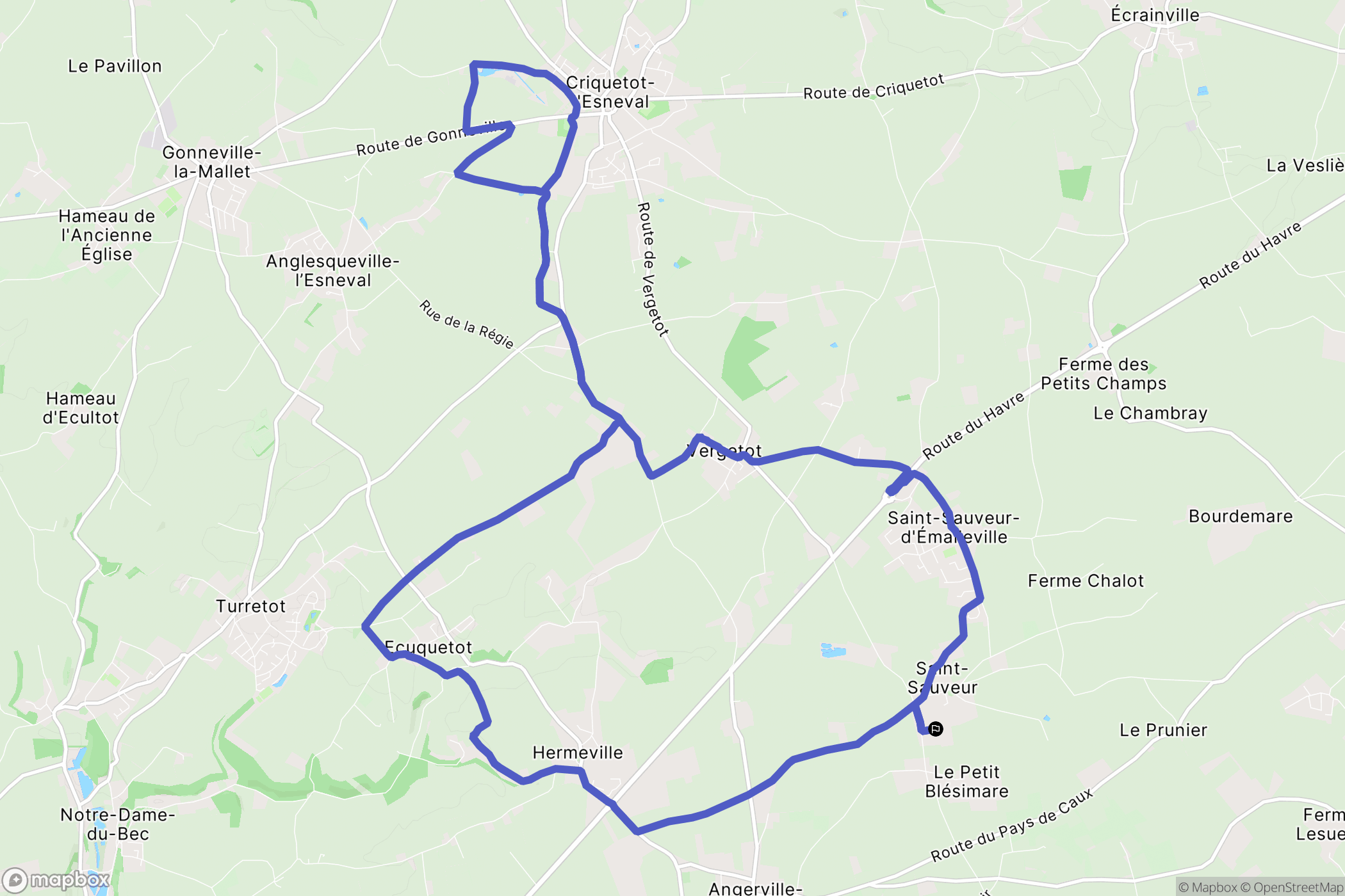 Saint-Sauveur-d'Émalleville : carte du parcours de randonnée - France