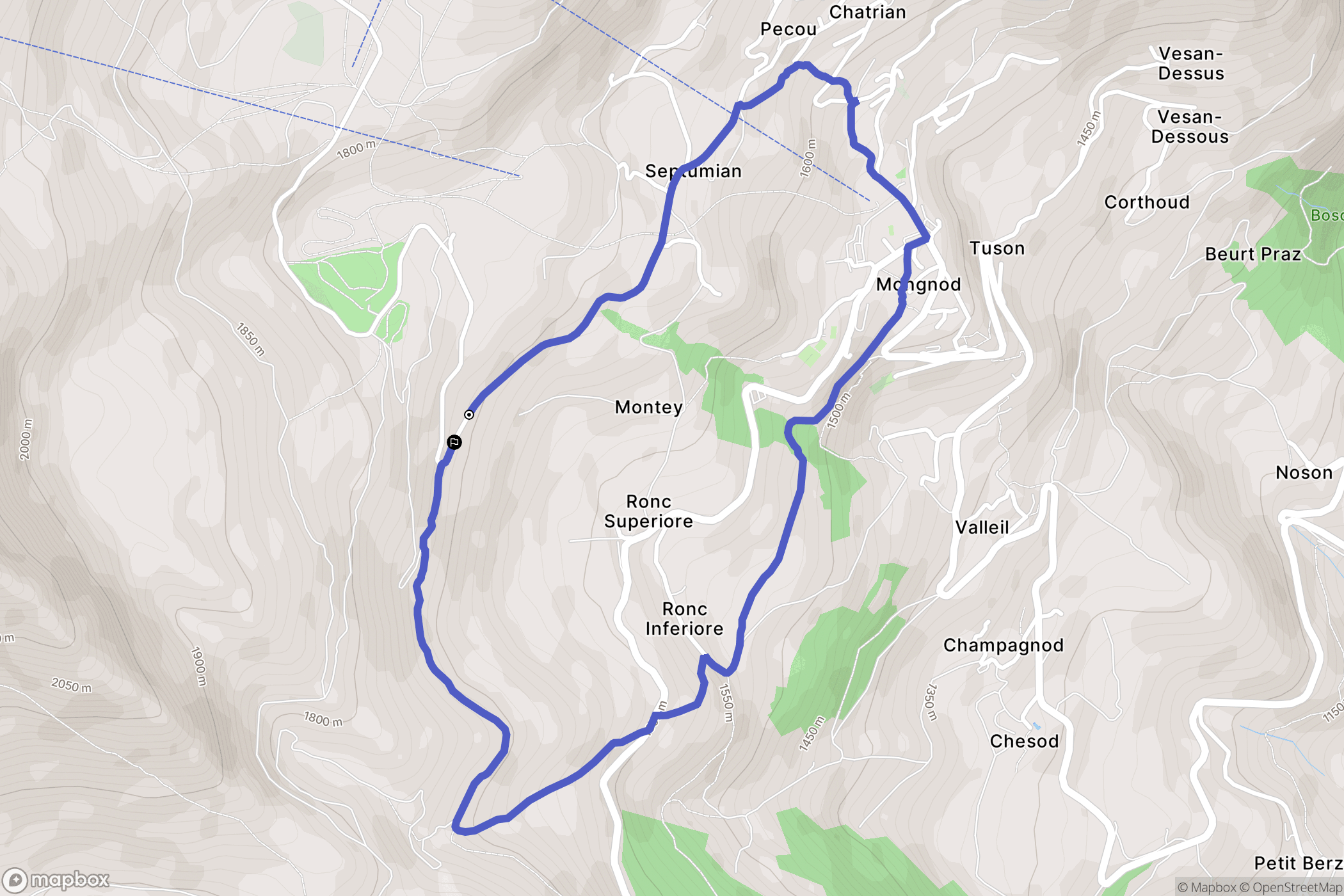 : carte du parcours de randonnée - Italy