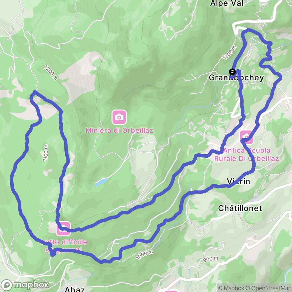 Orbeillaz : carte du parcours de randonnée - Italy