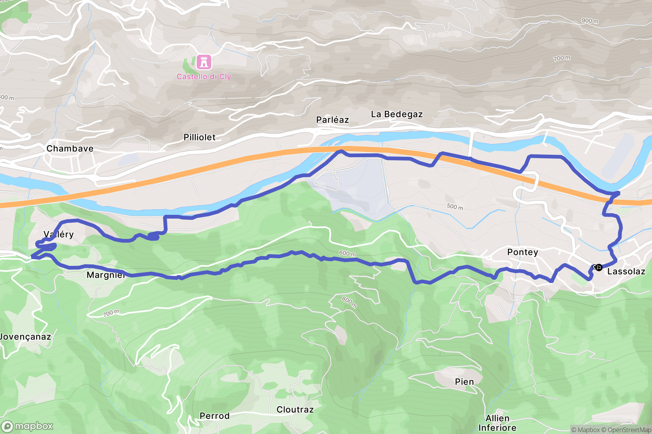 Lassolaz : carte du parcours de randonnée - Italy