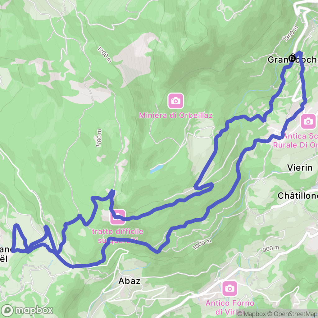 Orbeillaz : carte du parcours de randonnée - Italy