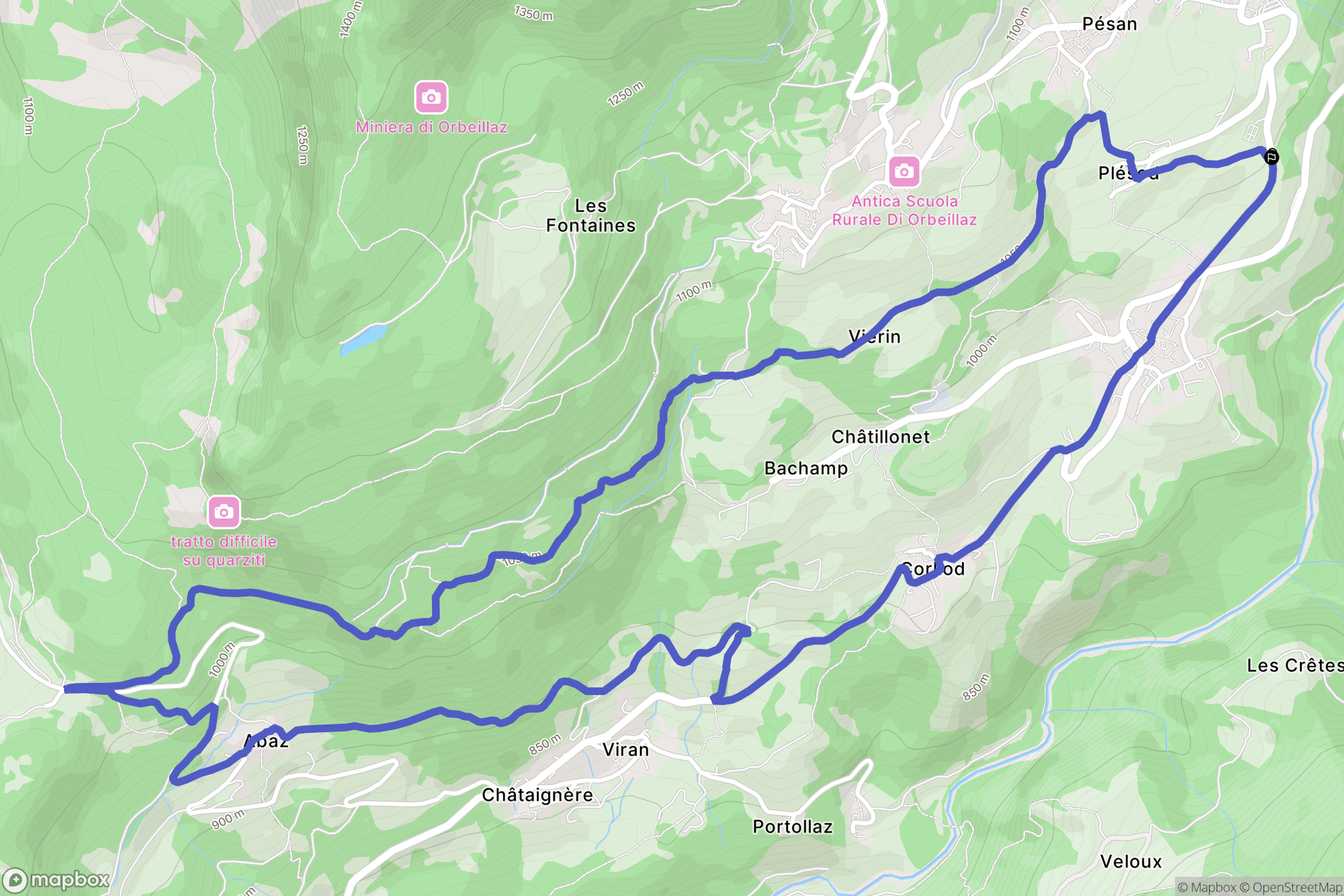 : carte du parcours de randonnée - Italy