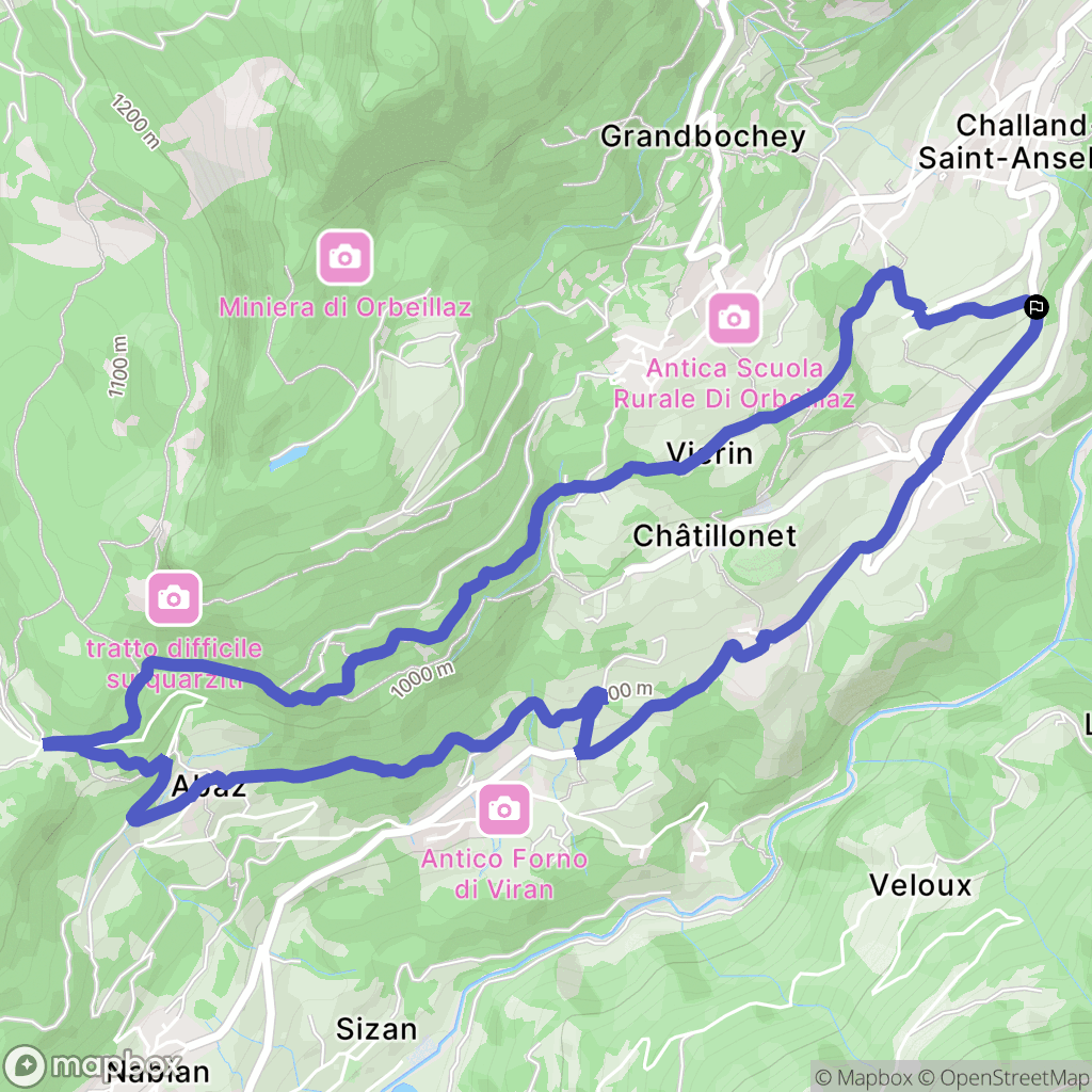 : carte du parcours de randonnée - Italy