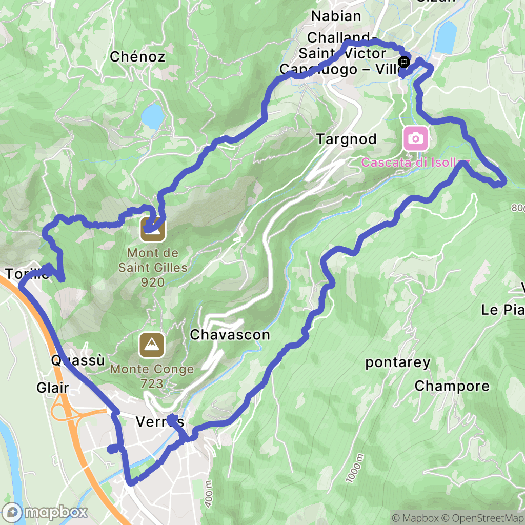 Isollaz : carte du parcours de randonnée - Italy