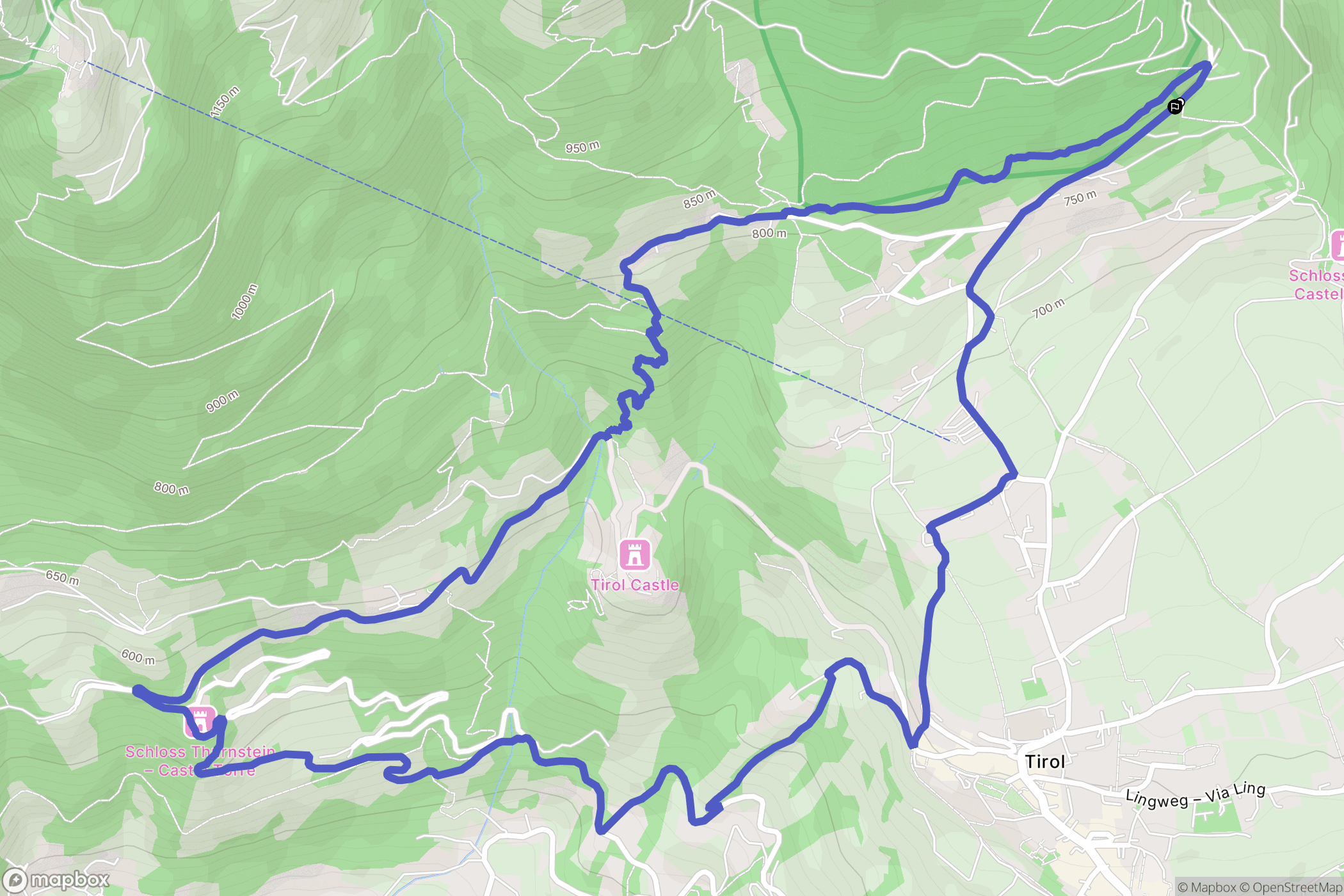 Tirolo : carte du parcours de randonnée - Italy