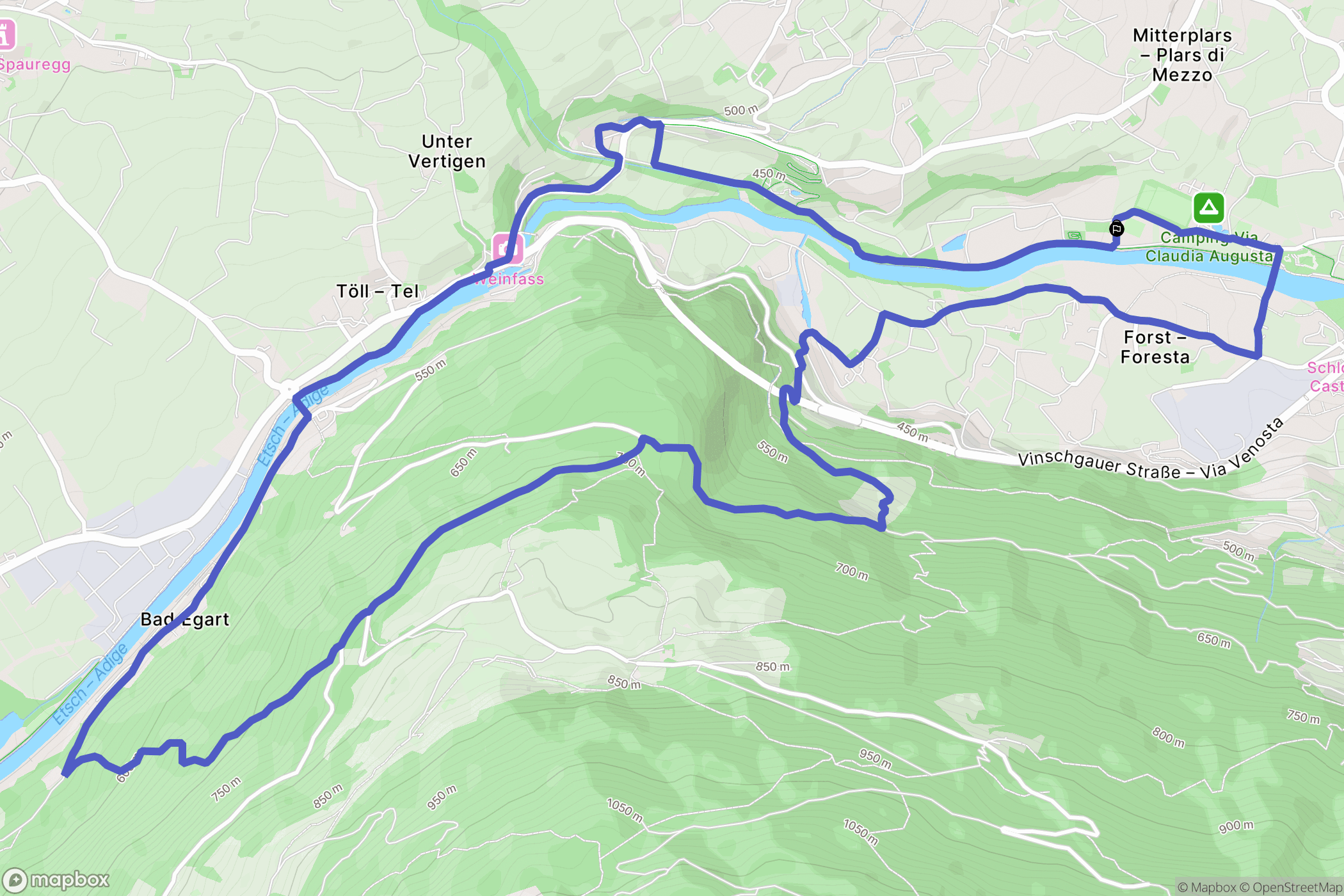 Lagundo : carte du parcours de randonnée - Italy