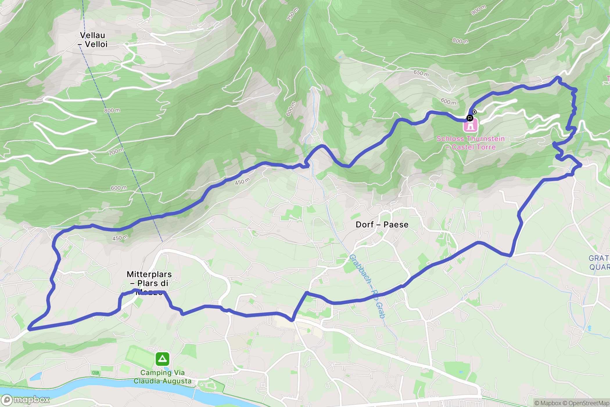 Tirolo : carte du parcours de randonnée - Italy