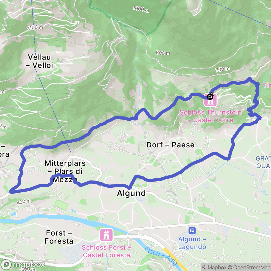 Tirolo : carte du parcours de randonnée - Italy
