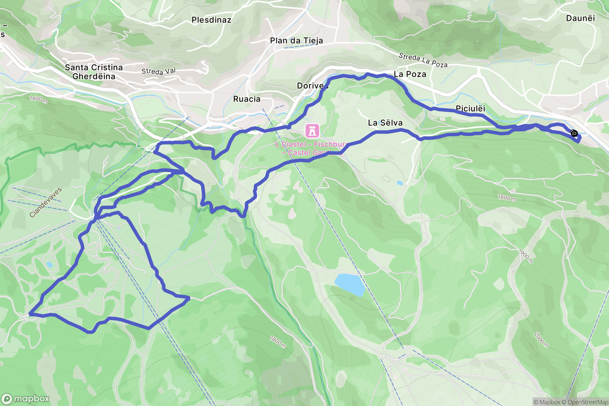 Selva di Val Gardena : carte du parcours de randonnée - Italy