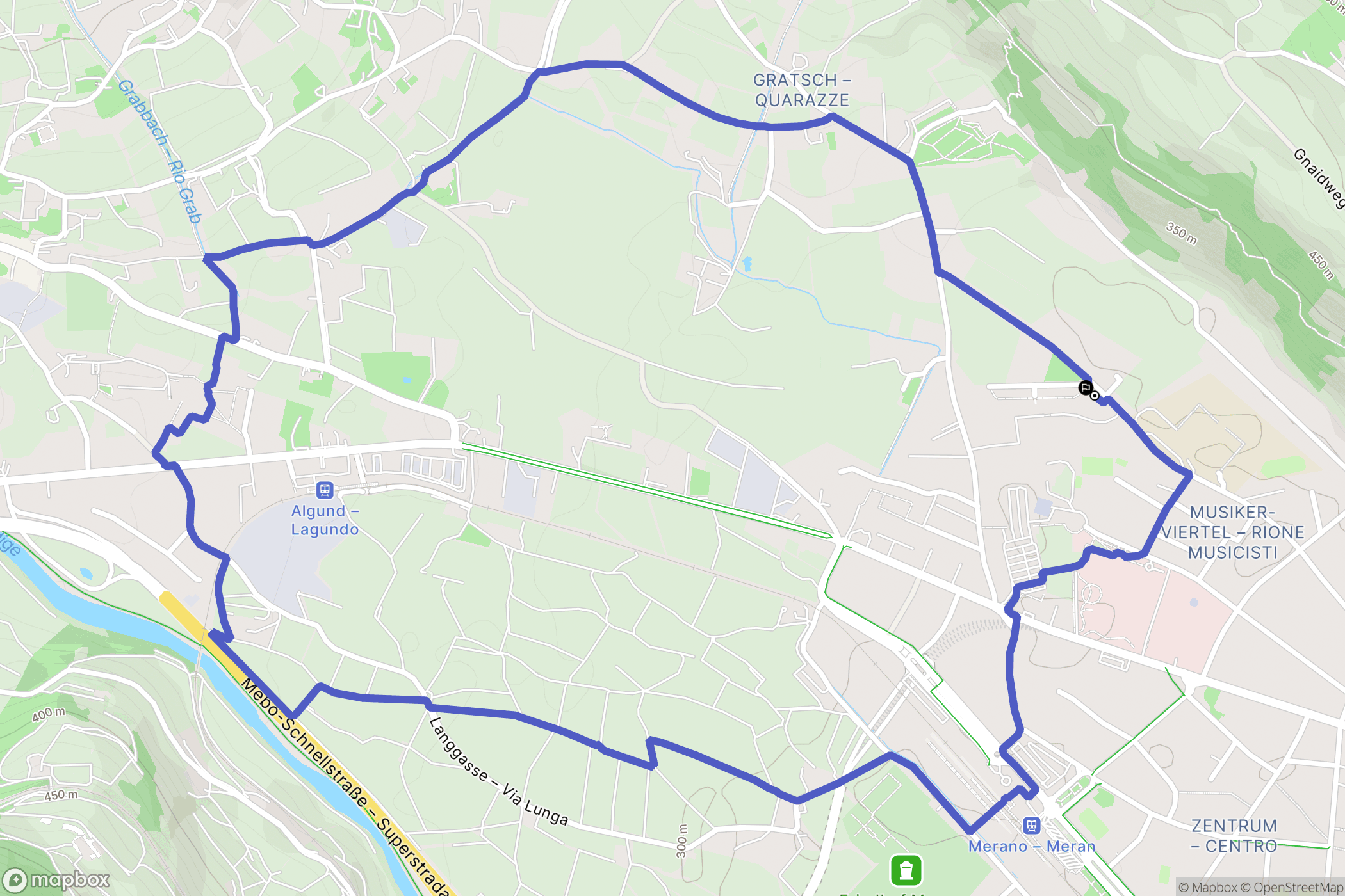 Merano : carte du parcours de randonnée - Italy