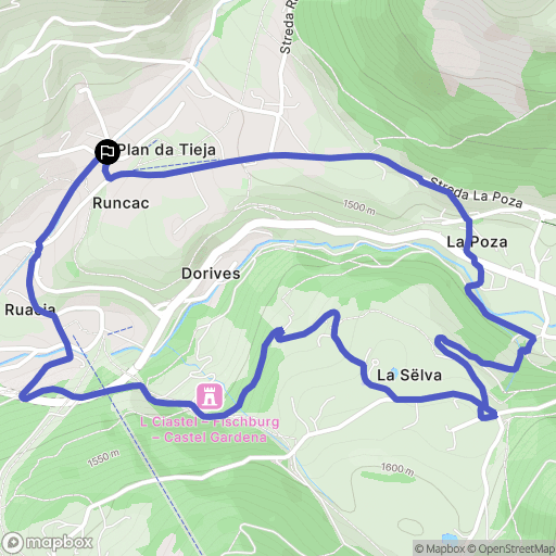 Plan Da Tieja : carte du parcours de randonnée - Italy