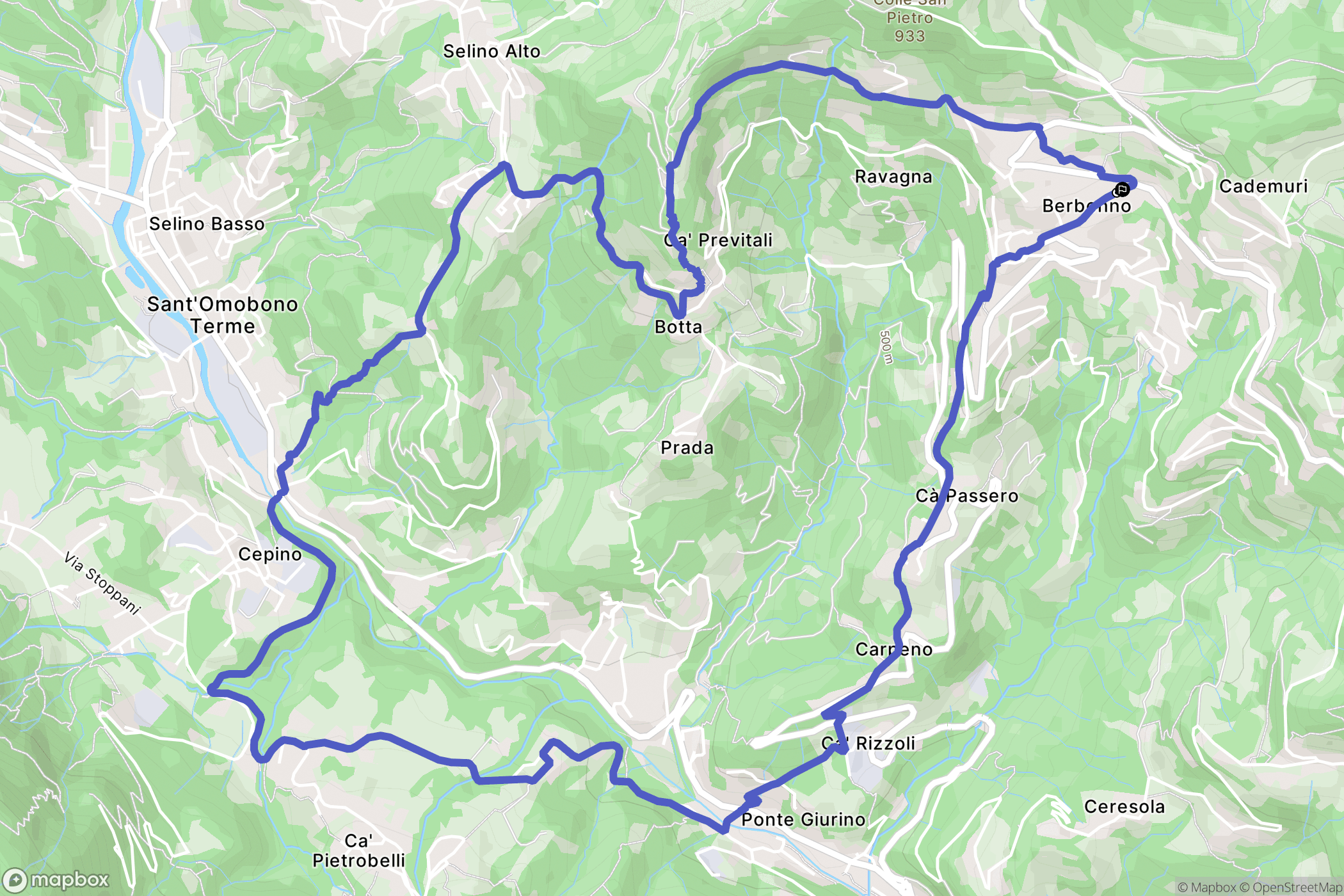 Berbenno : carte du parcours de randonnée - Italy