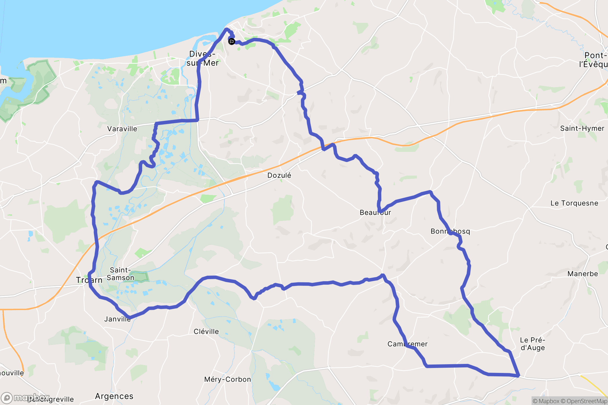 Houlgate : carte du parcours de randonnée - France