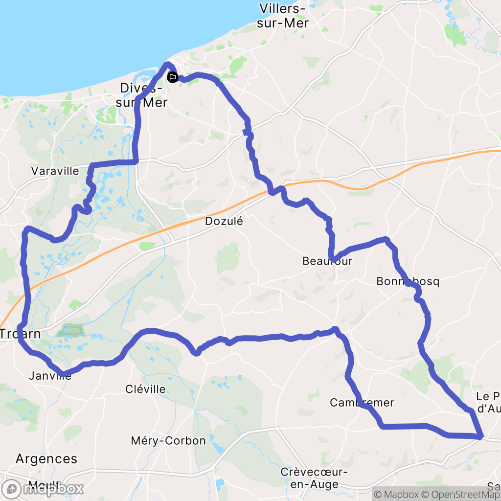 Houlgate : carte du parcours de randonnée - France