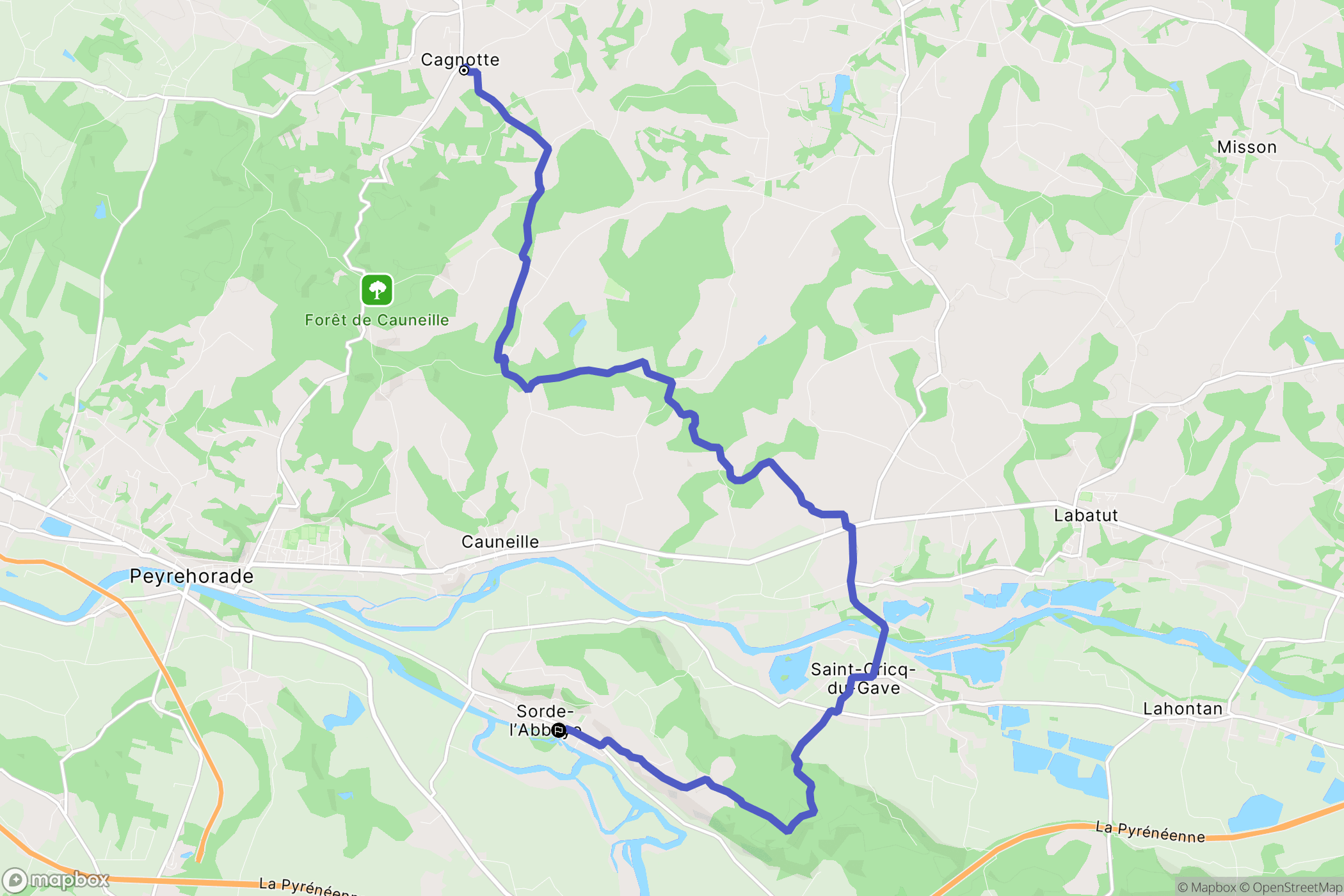 Cagnotte : carte du parcours de randonnée - France