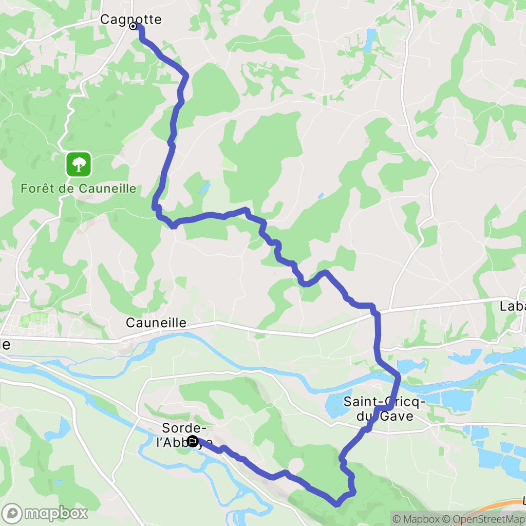Cagnotte : carte du parcours de randonnée - France