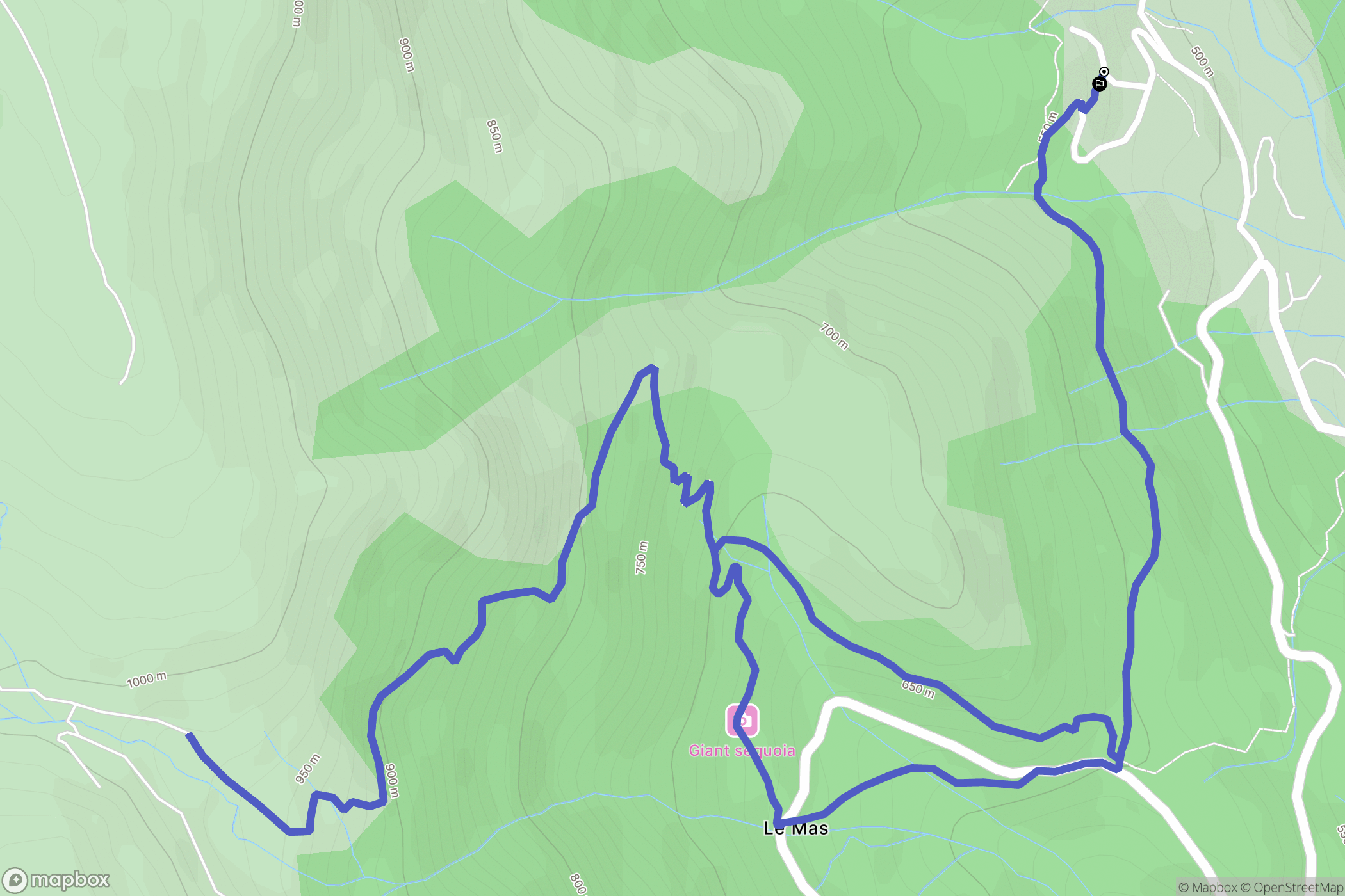 Sablières : carte du parcours de randonnée - France