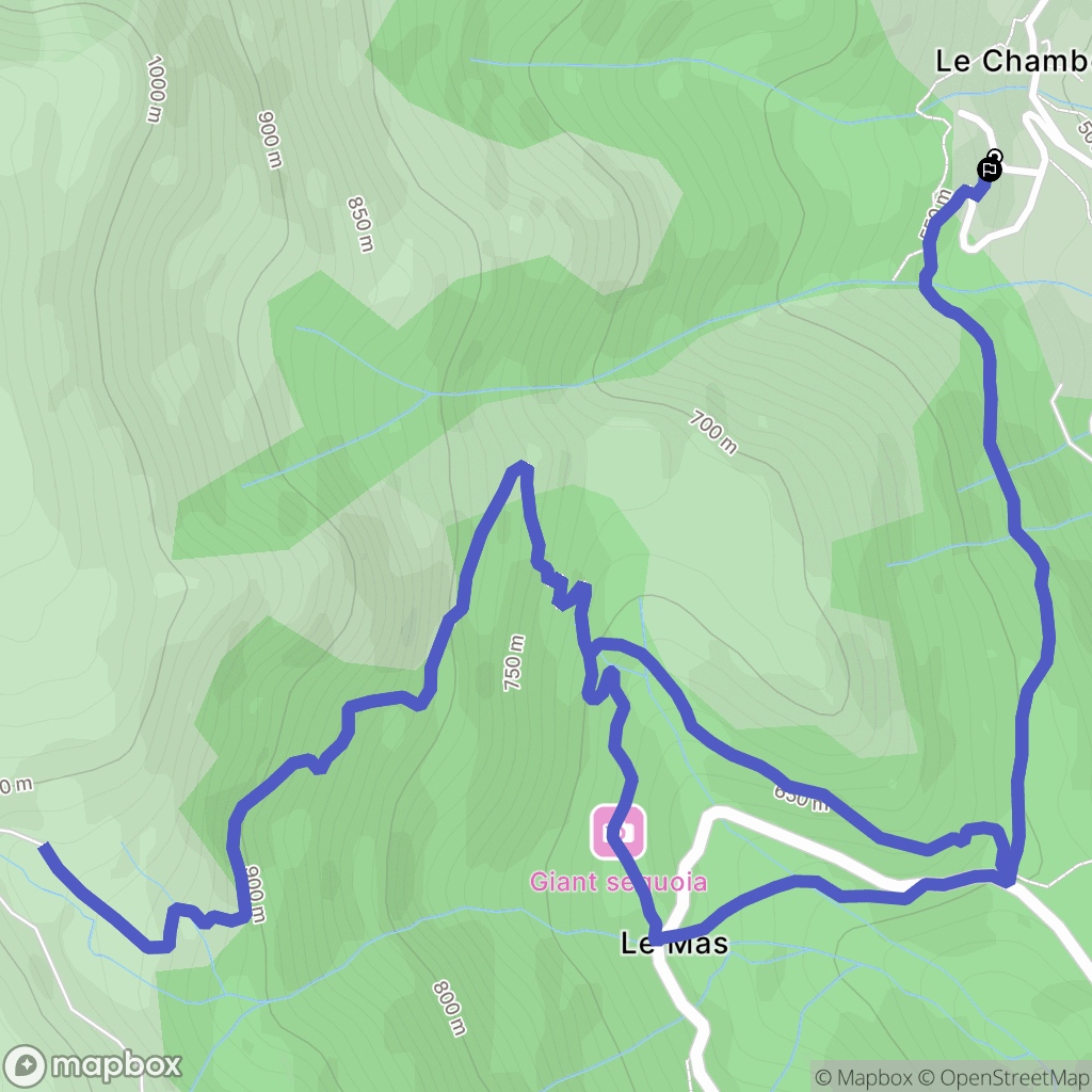 Sablières : carte du parcours de randonnée - France