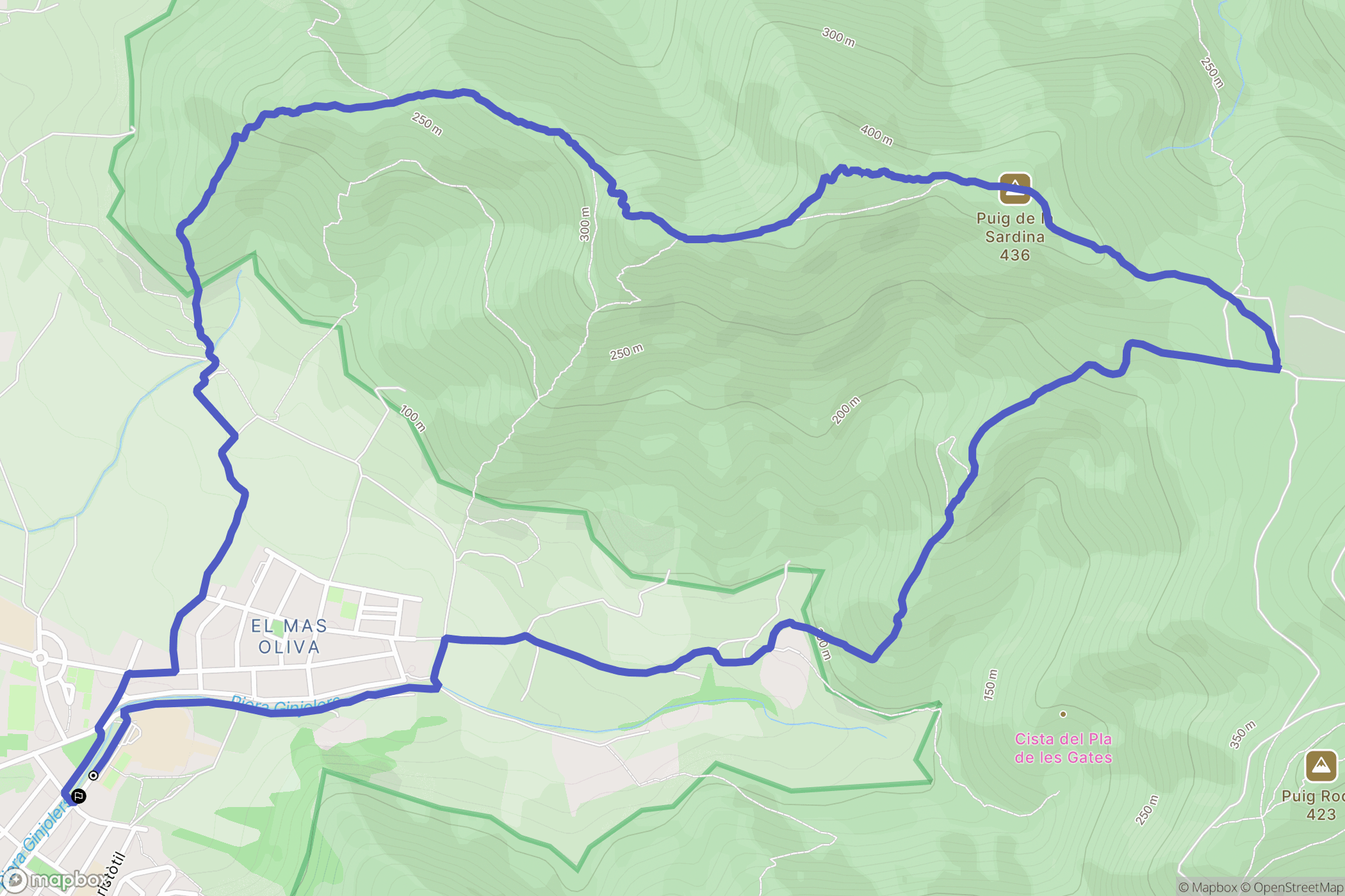 Roses : carte du parcours de randonnée - Spain
