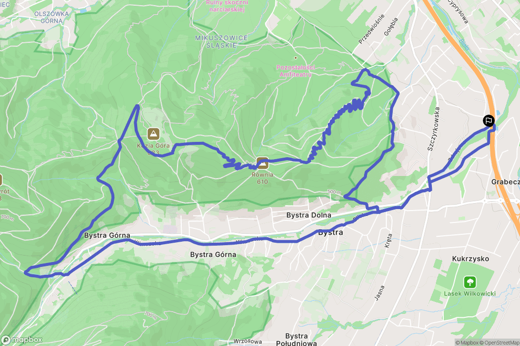 Bystra: mapa trasy - Poland