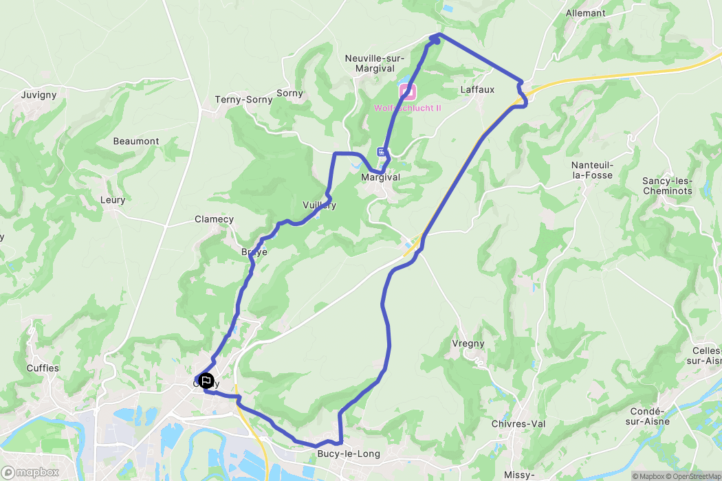 Crouy : carte du parcours de randonnée - France