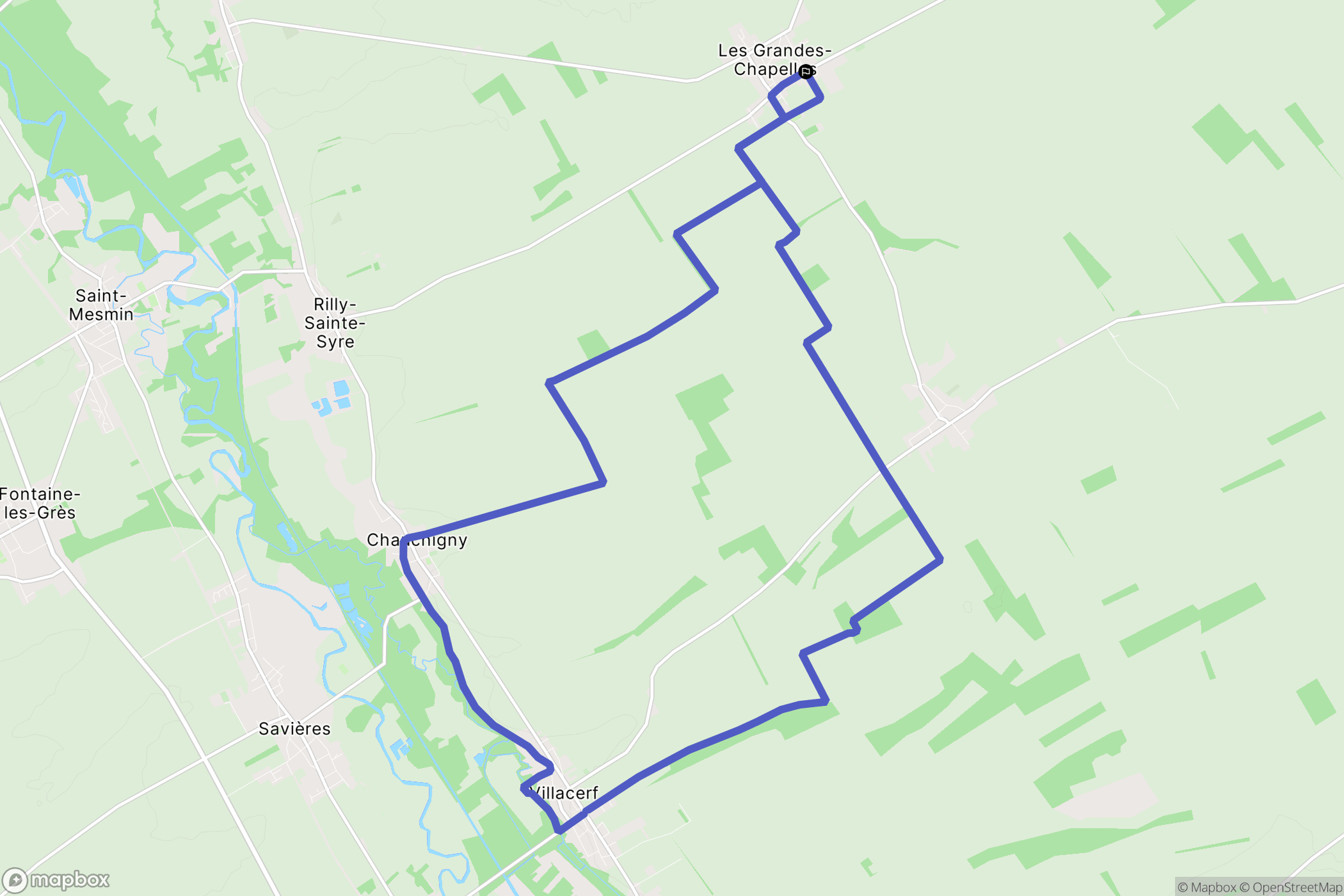 Les Grandes-Chapelles : carte du parcours de randonnée - France