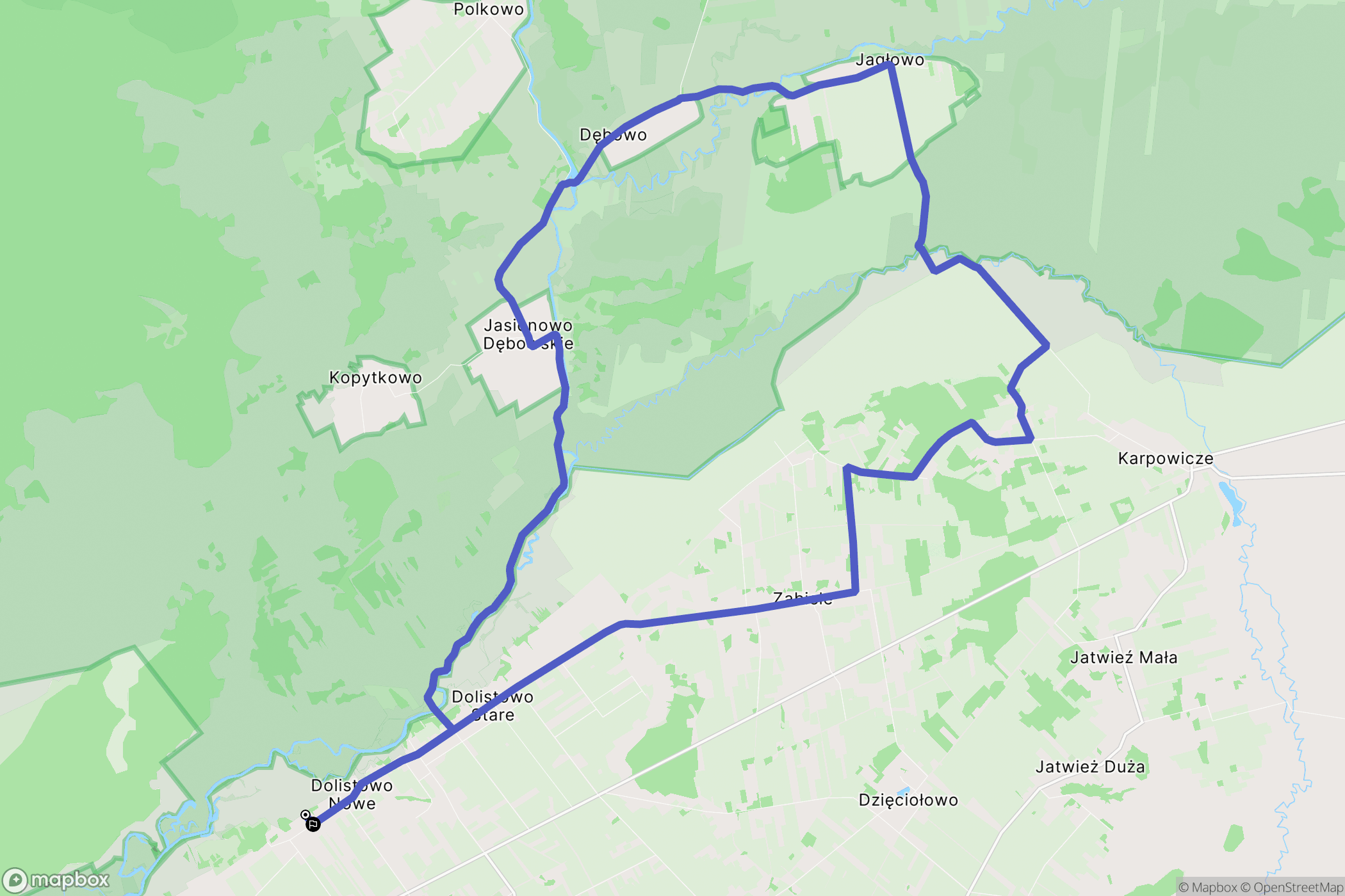 Dolistowo Nowe: mapa trasy - Poland