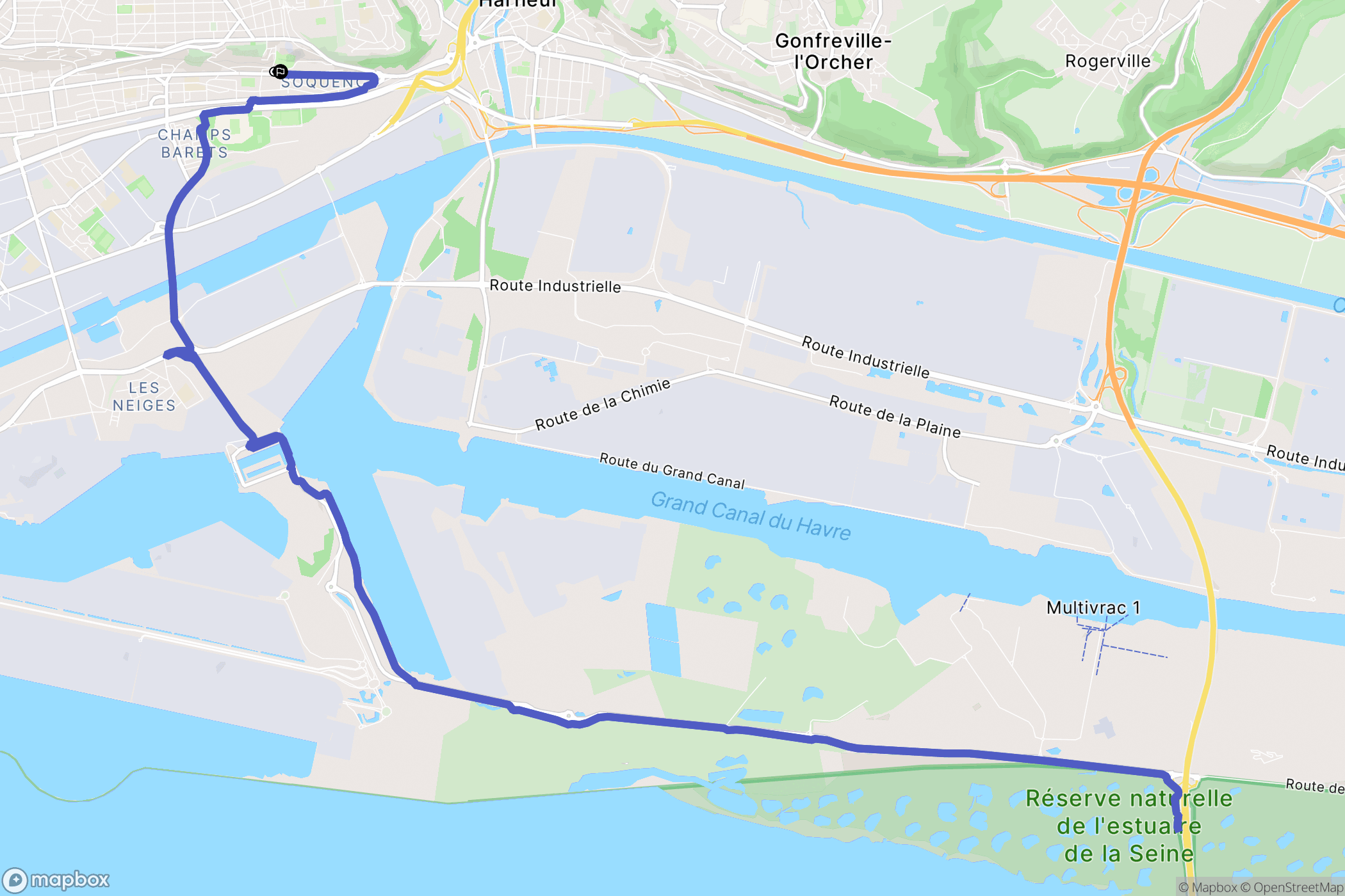 Le Havre : carte du parcours de randonnée - France