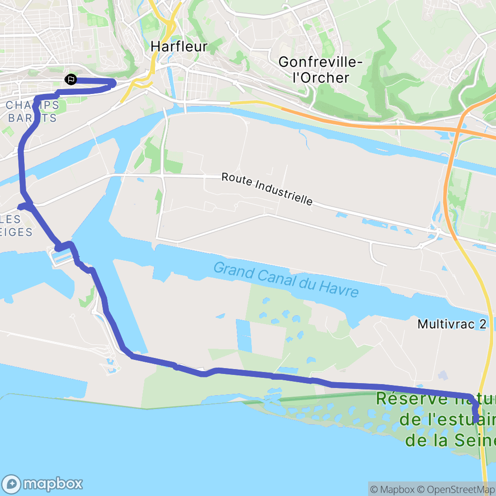 Le Havre : carte du parcours de randonnée - France