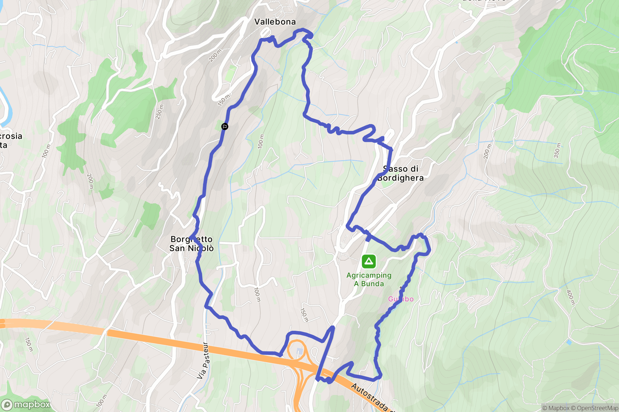 Vallebona : carte du parcours de randonnée - Italy
