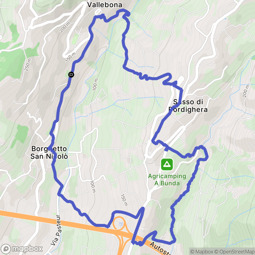 Vallebona : carte du parcours de randonnée - Italy